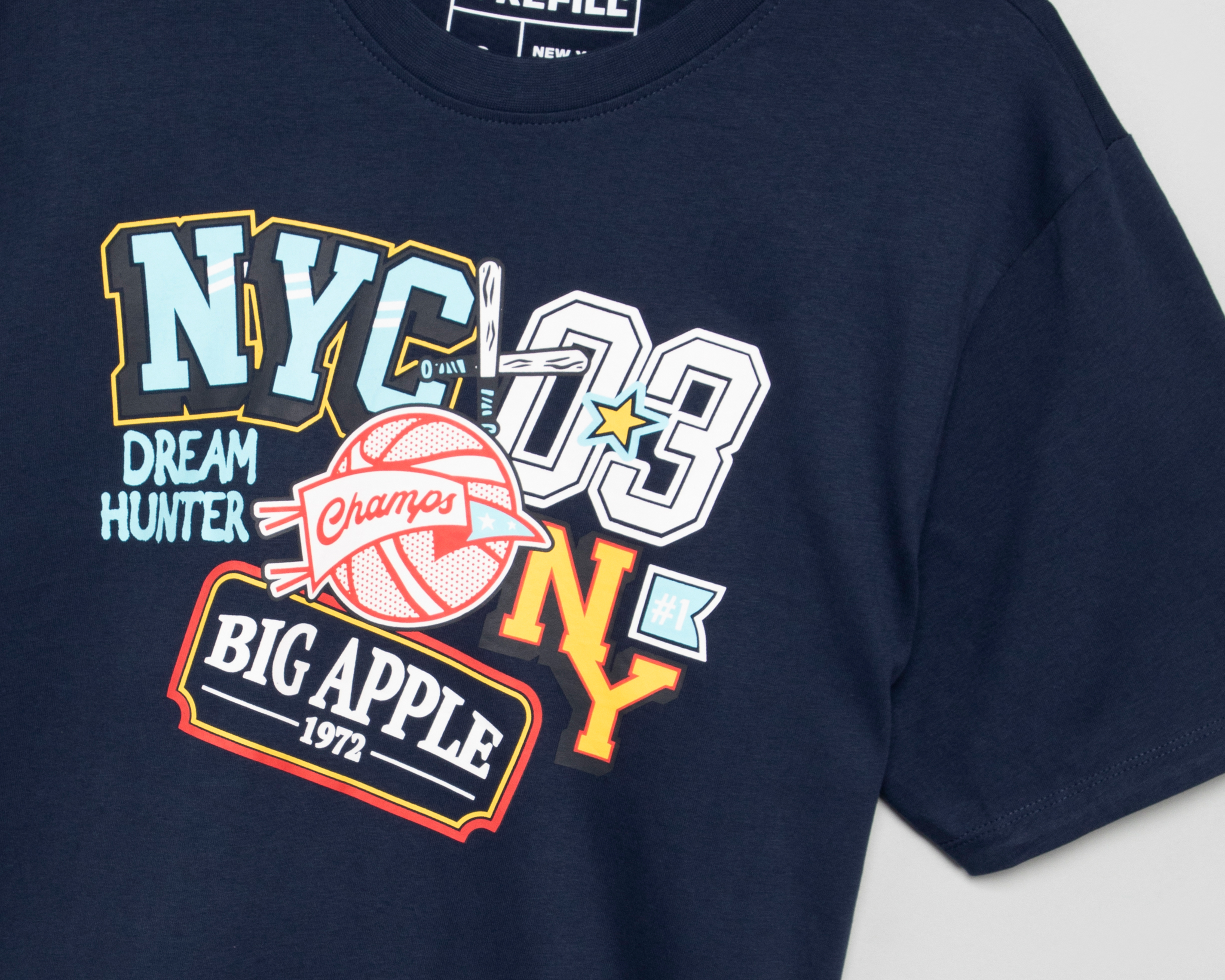 Foto 4 pulgar | Foto 3 | Playera de Cuello Redondo Azul Marino Refill para Hombre