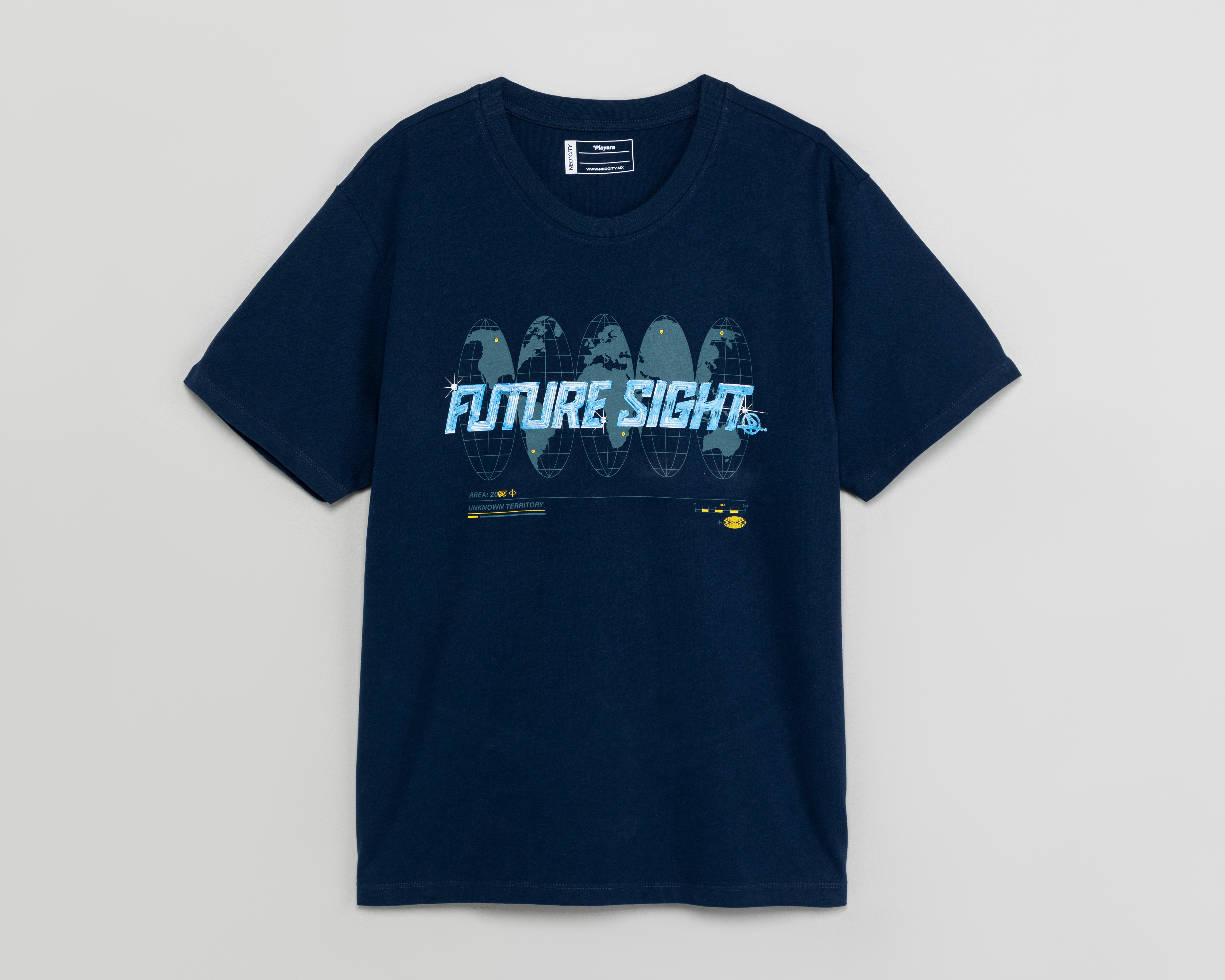 Foto 2 pulgar | Foto 1 | Playera de Cuello Redondo Azul Neo*City para Hombre