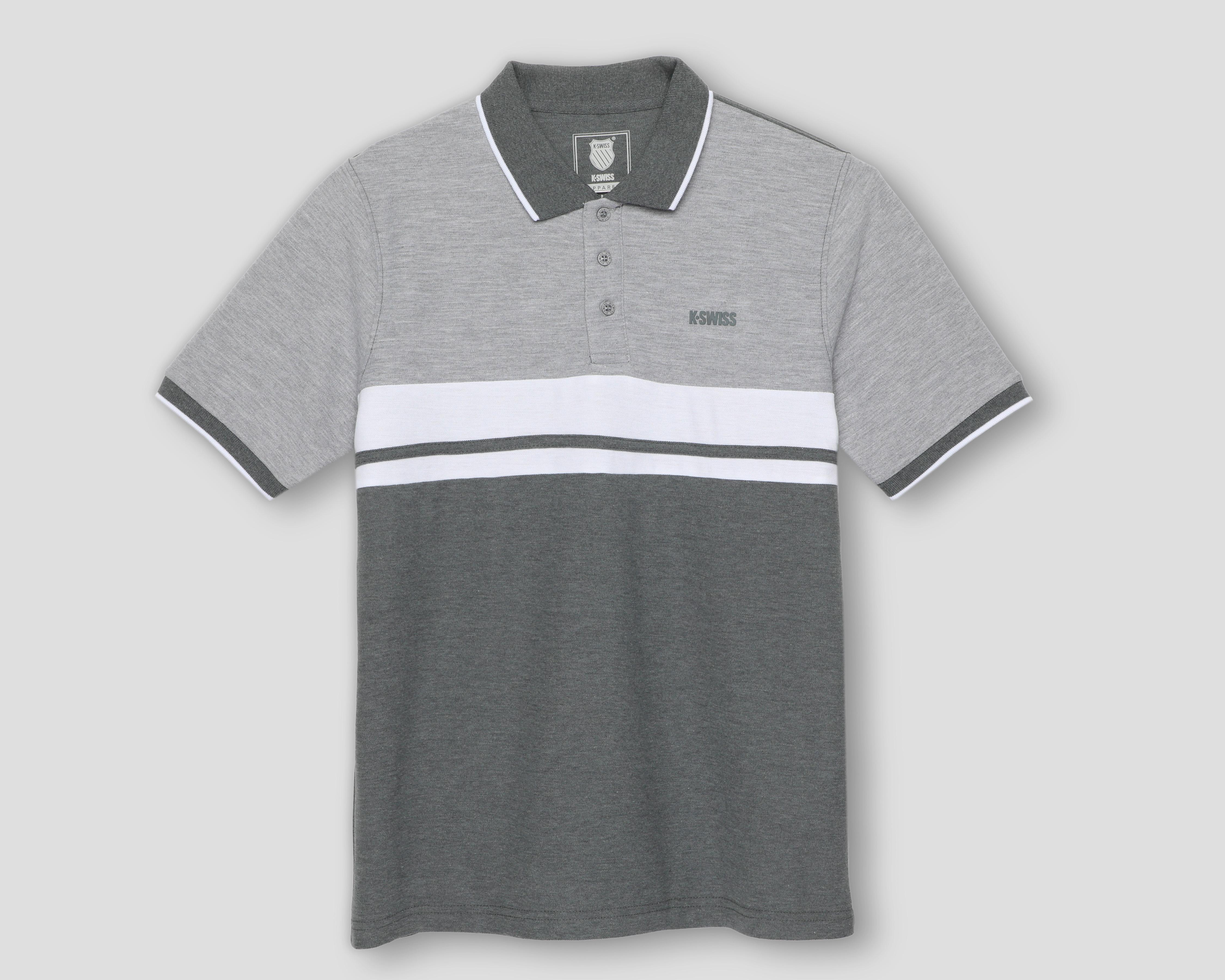Foto 2 pulgar | Foto 1 | Playera Polo K-Swiss Gris para Hombre