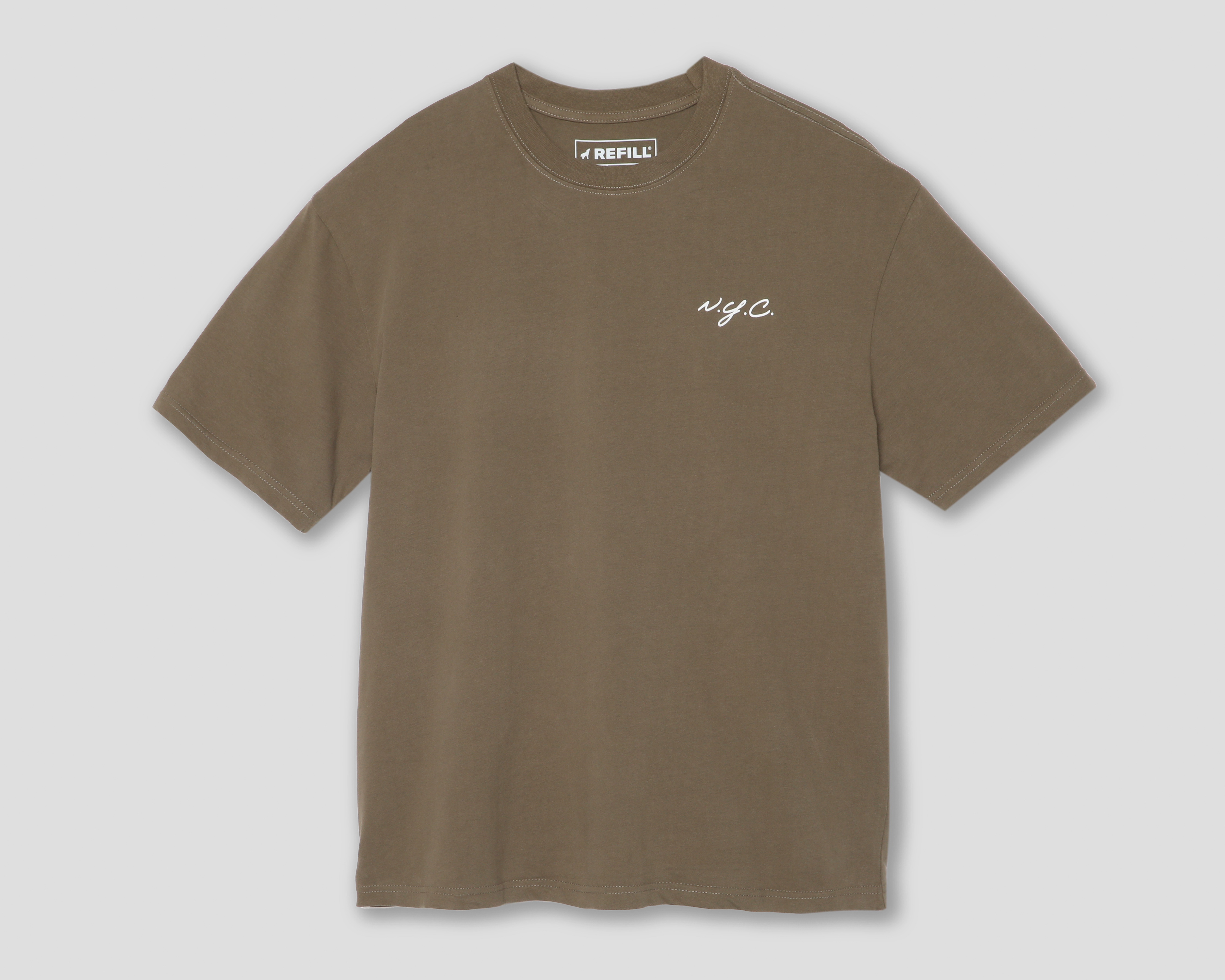 Foto 2 pulgar | Foto 1 | Playera de Cuello Redondo Café Refill para Hombre