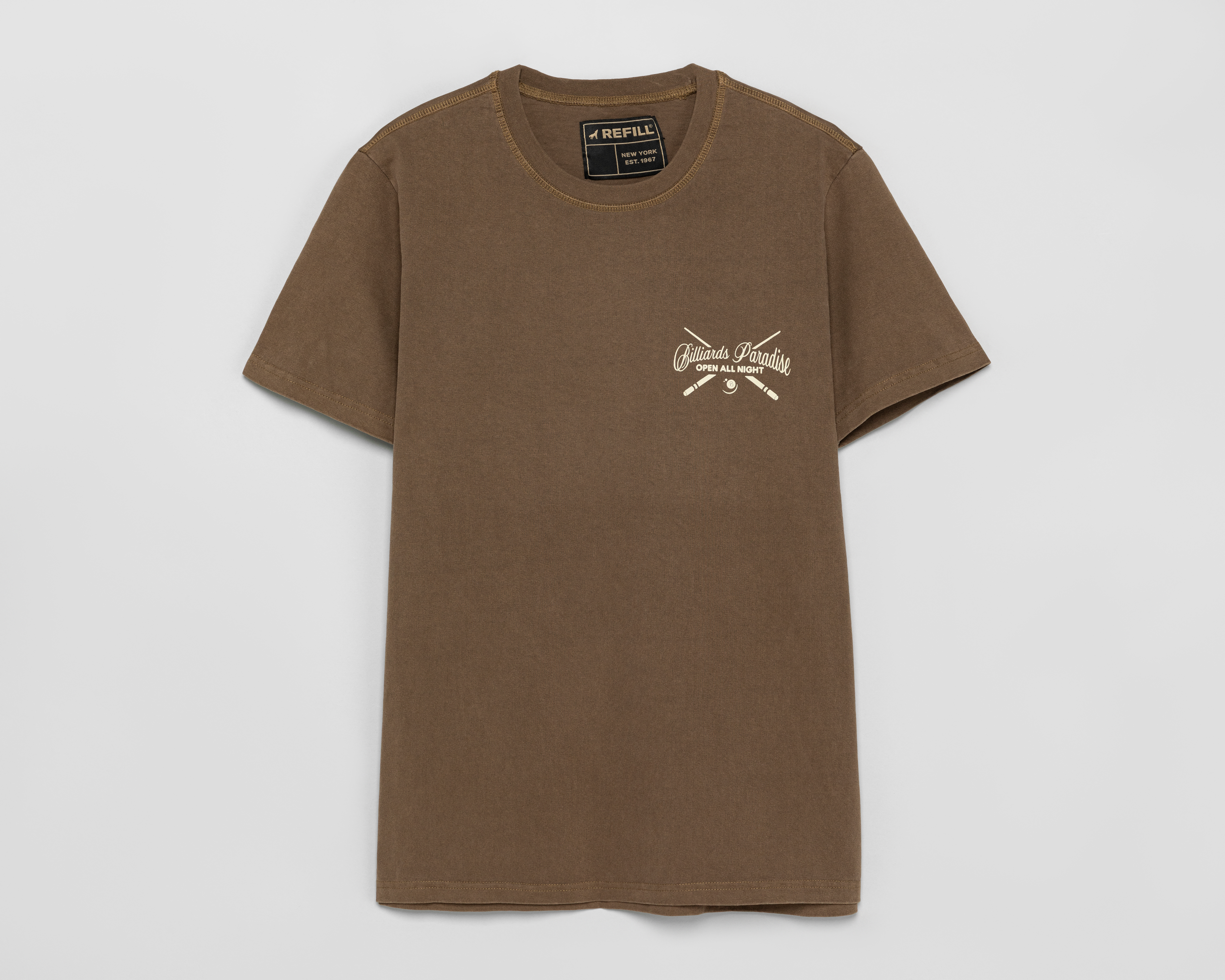 Foto 2 pulgar | Foto 1 | Playera de Cuello Redondo Café Refill para Hombre