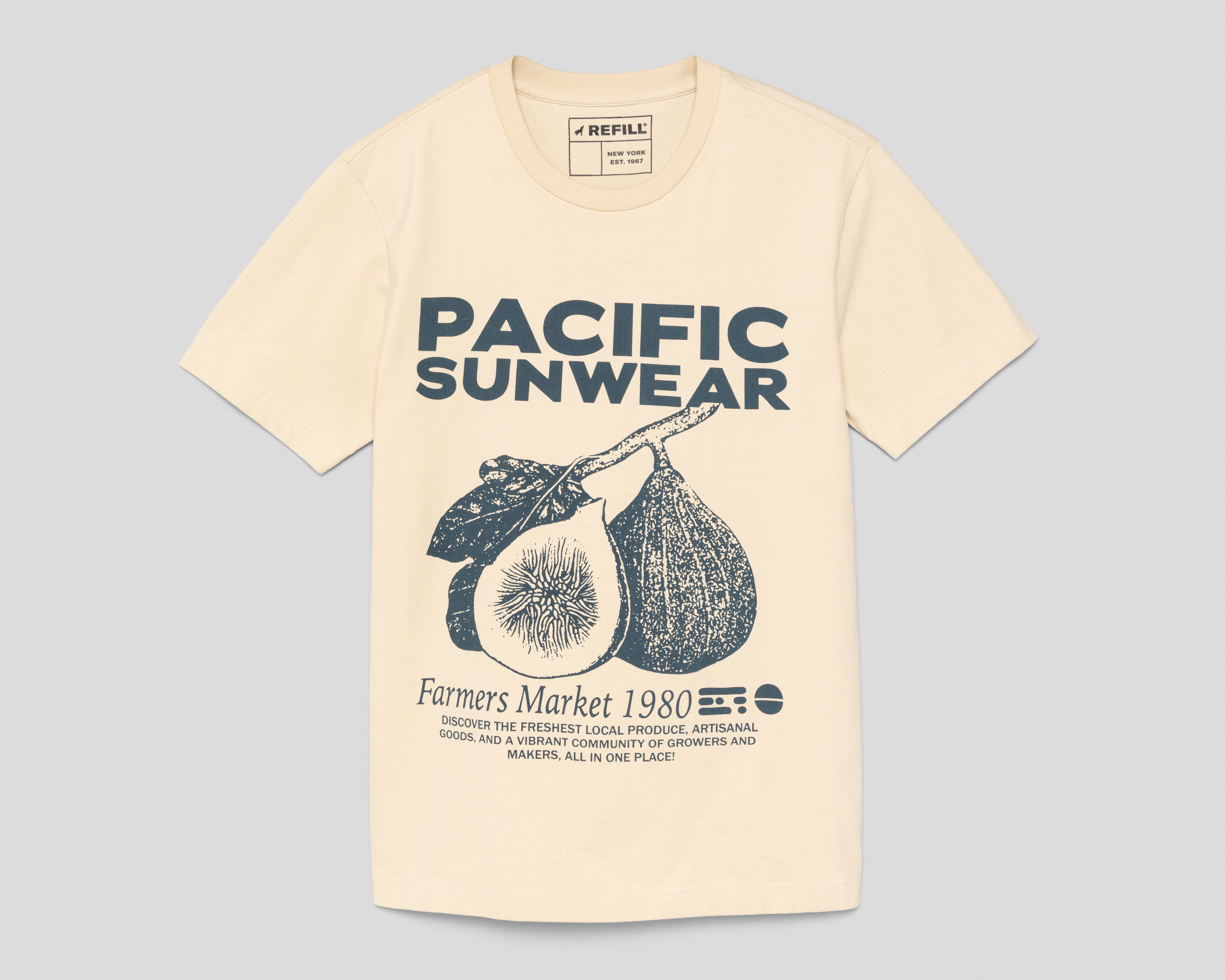 Foto 2 pulgar | Foto 1 | Playera de Cuello Redondo Beige Refill para Hombre