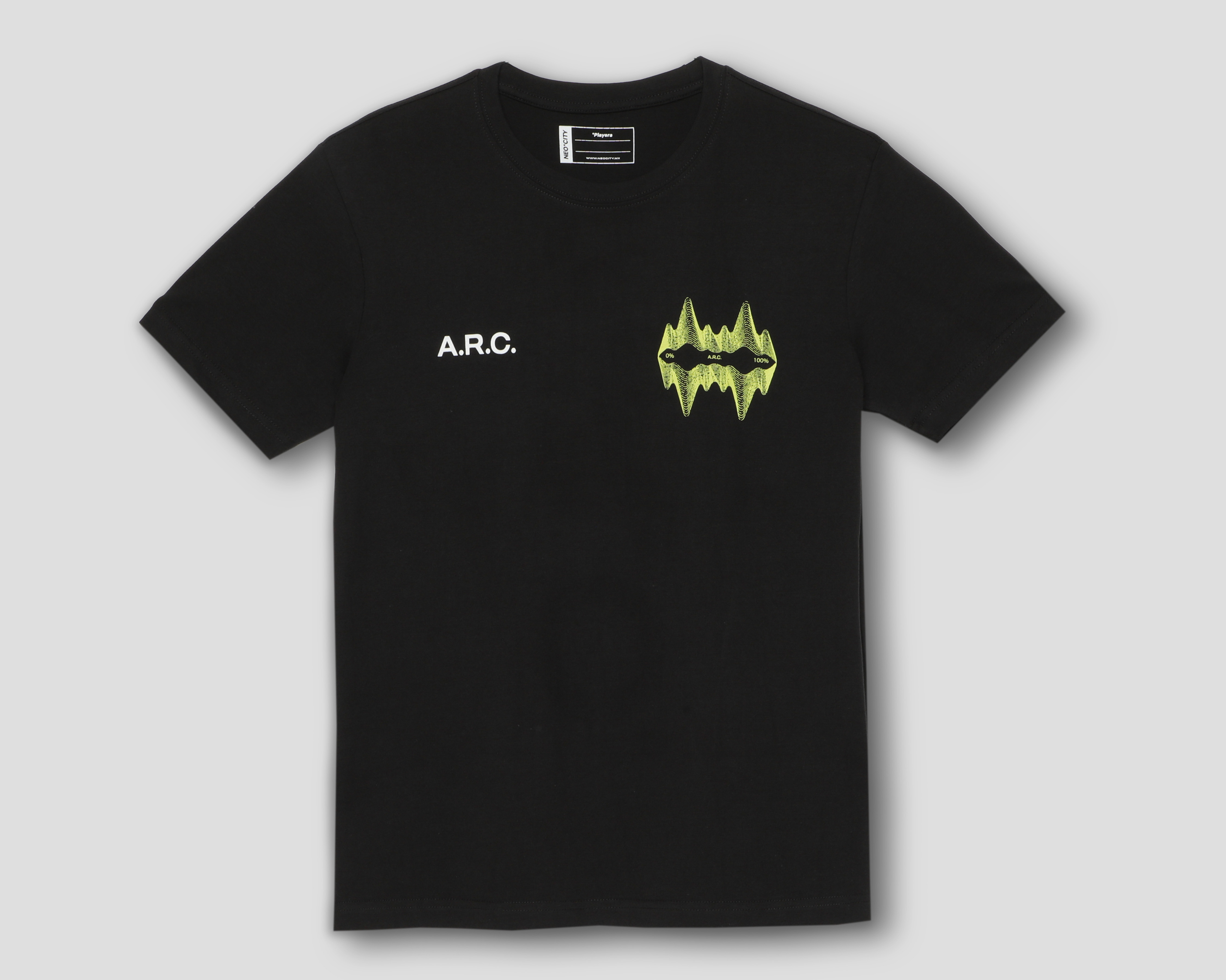 Playera de Cuello Redondo Negra Neo*City para Hombre