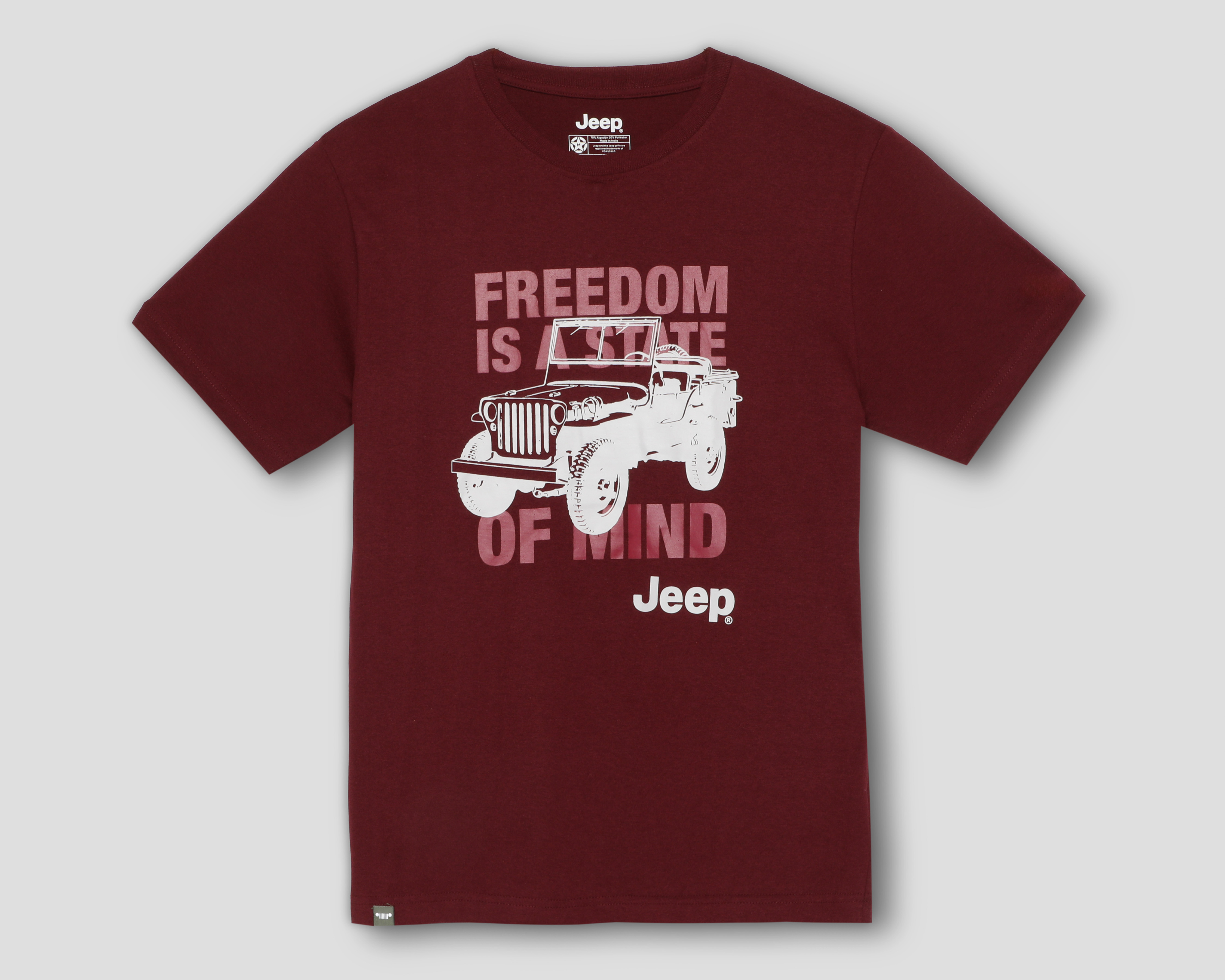 Playera de Cuello Redondo Burgundy Jeep para Hombre