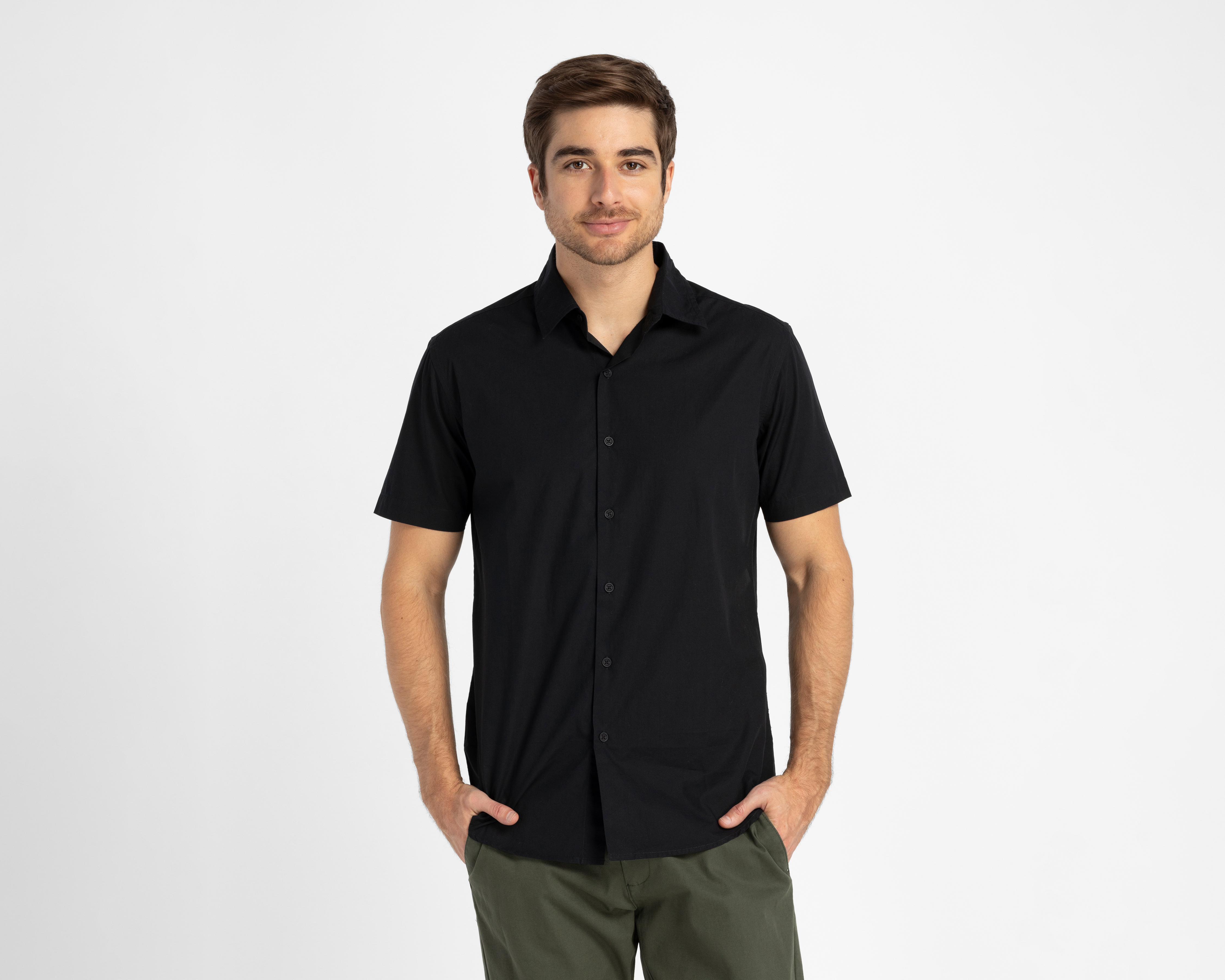 Foto 2 pulgar | Foto 1 | Camisa Casual de Algodón Lucky Star Regular Fit Lisa para Hombre