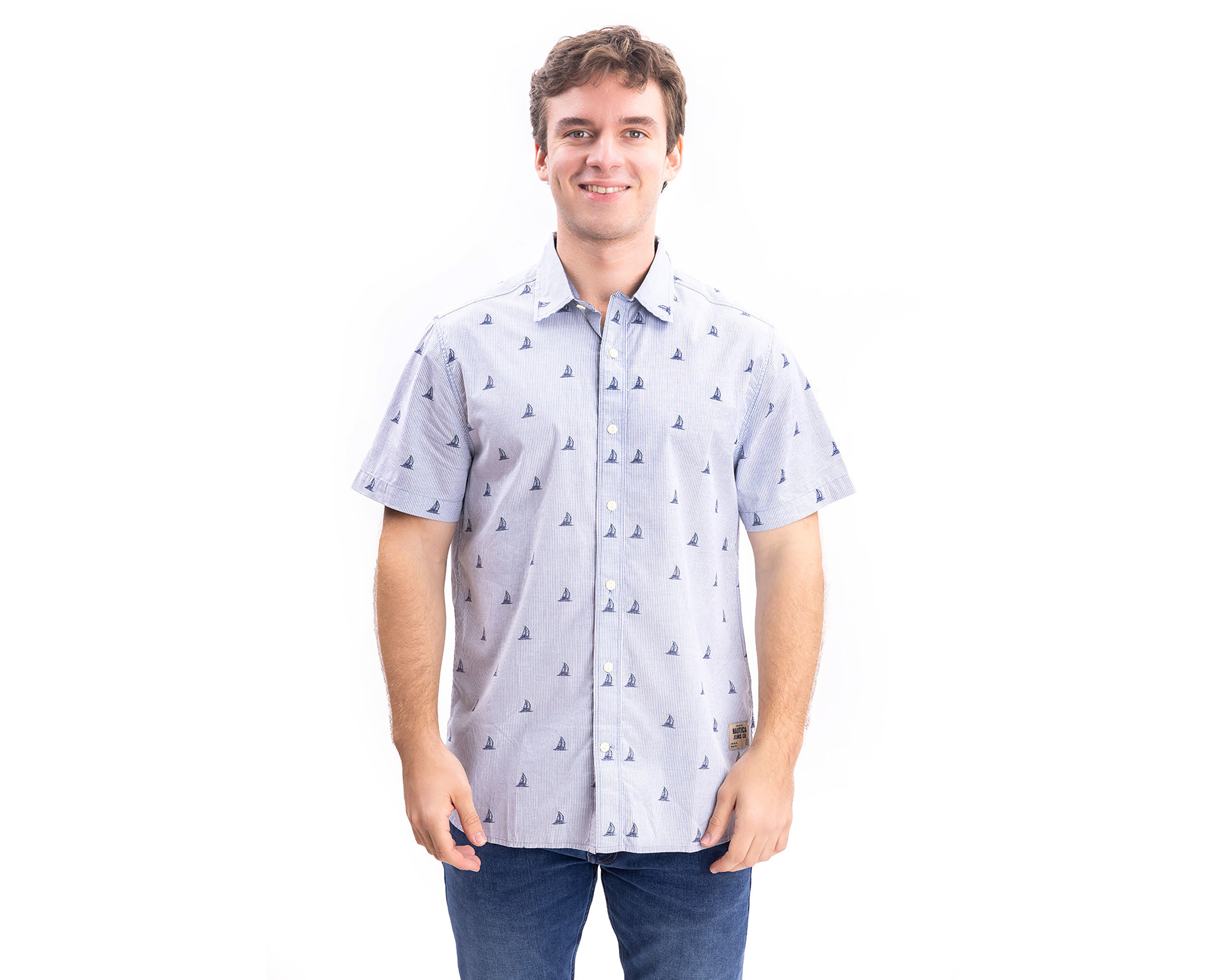 Foto 2 pulgar | Foto 1 | Camisa Casual Nautica Jeans Co Regular Estampada para Hombre