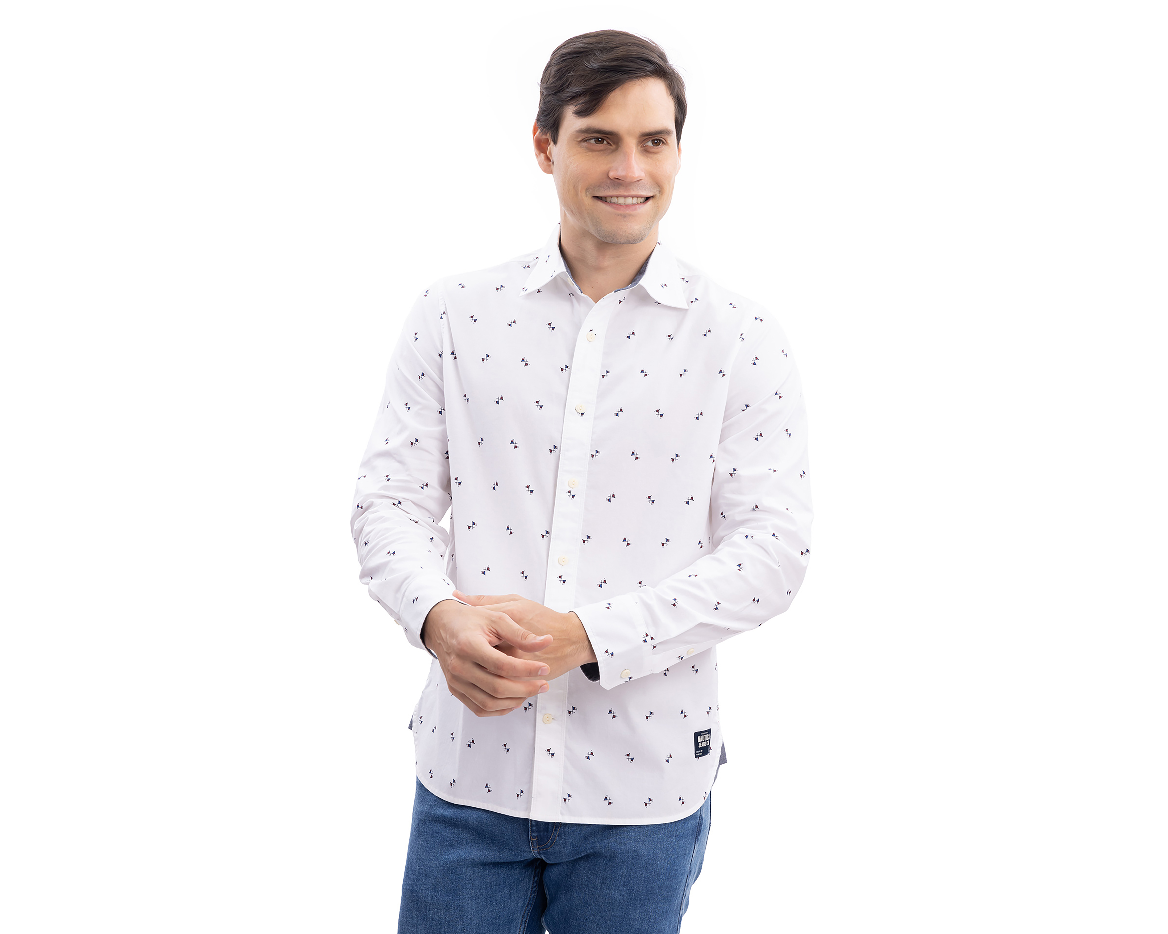 Camisa Casual Nautica Jeans Co Regular Estampada para Hombre
