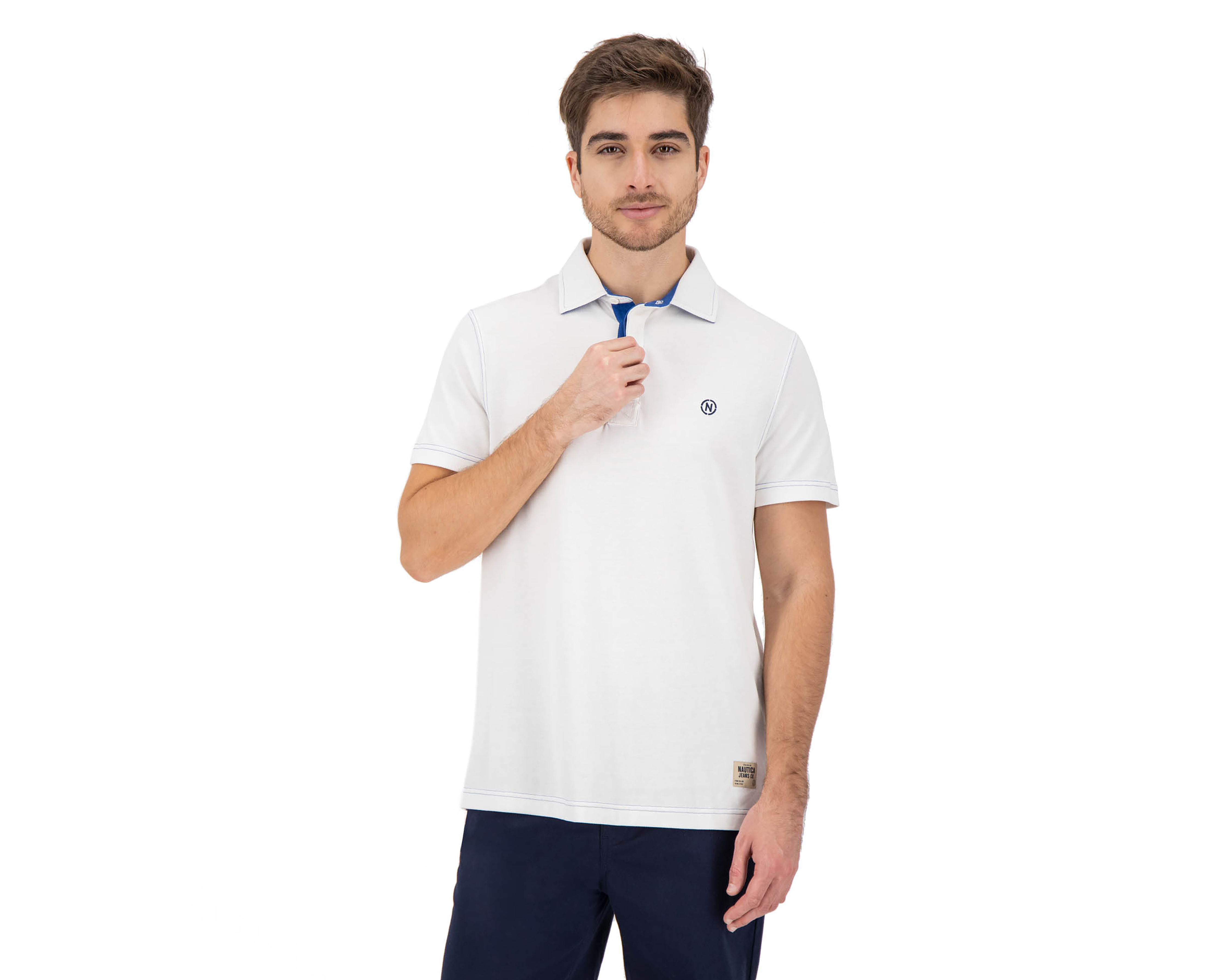 Foto 2 pulgar | Foto 1 | Playera Polo Nautica Jeans Co Blanca para Hombre