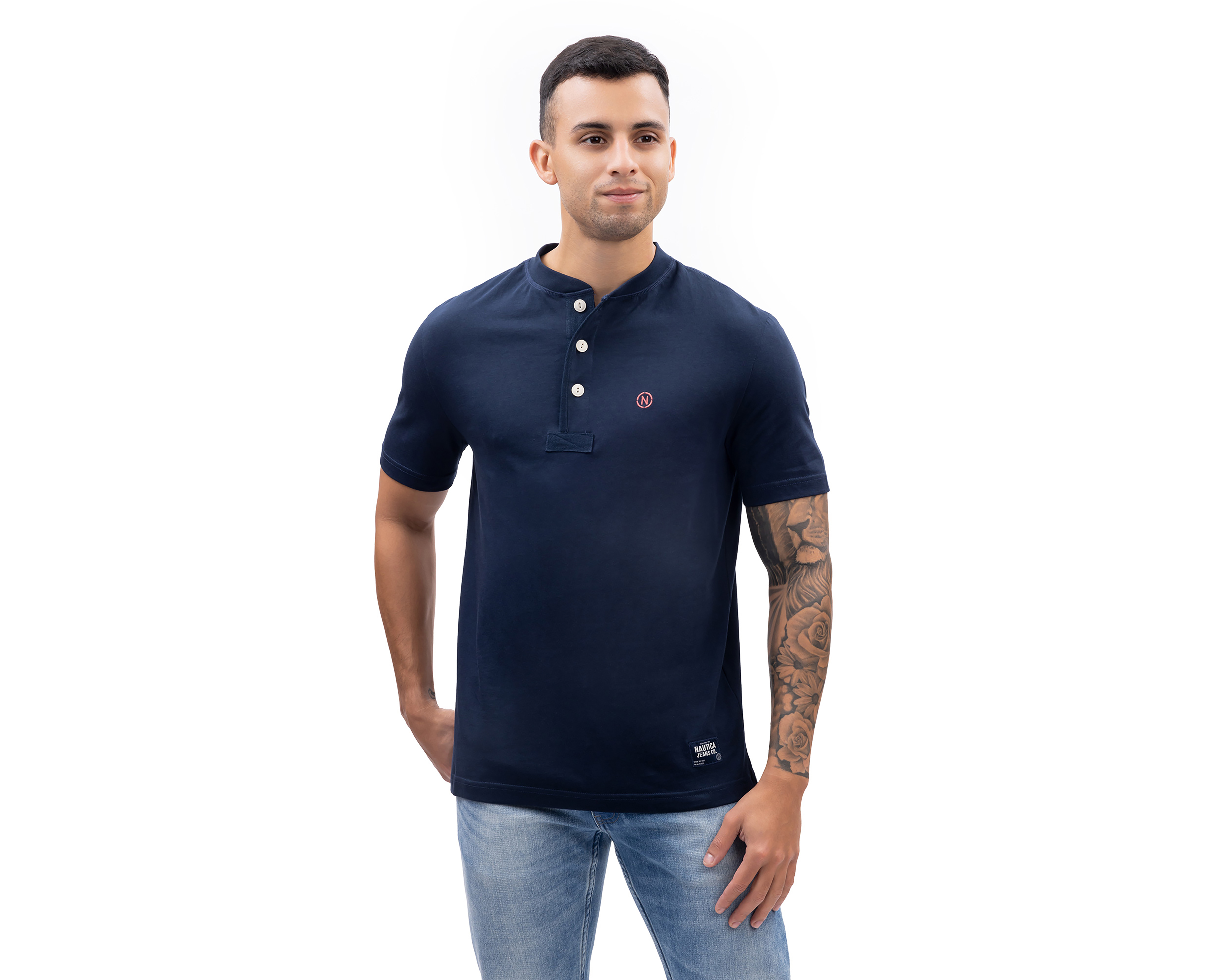 Foto 2 pulgar | Foto 1 | Playera Polo Nautica Jeans Co Cuello Mao Azul Marino para Hombre