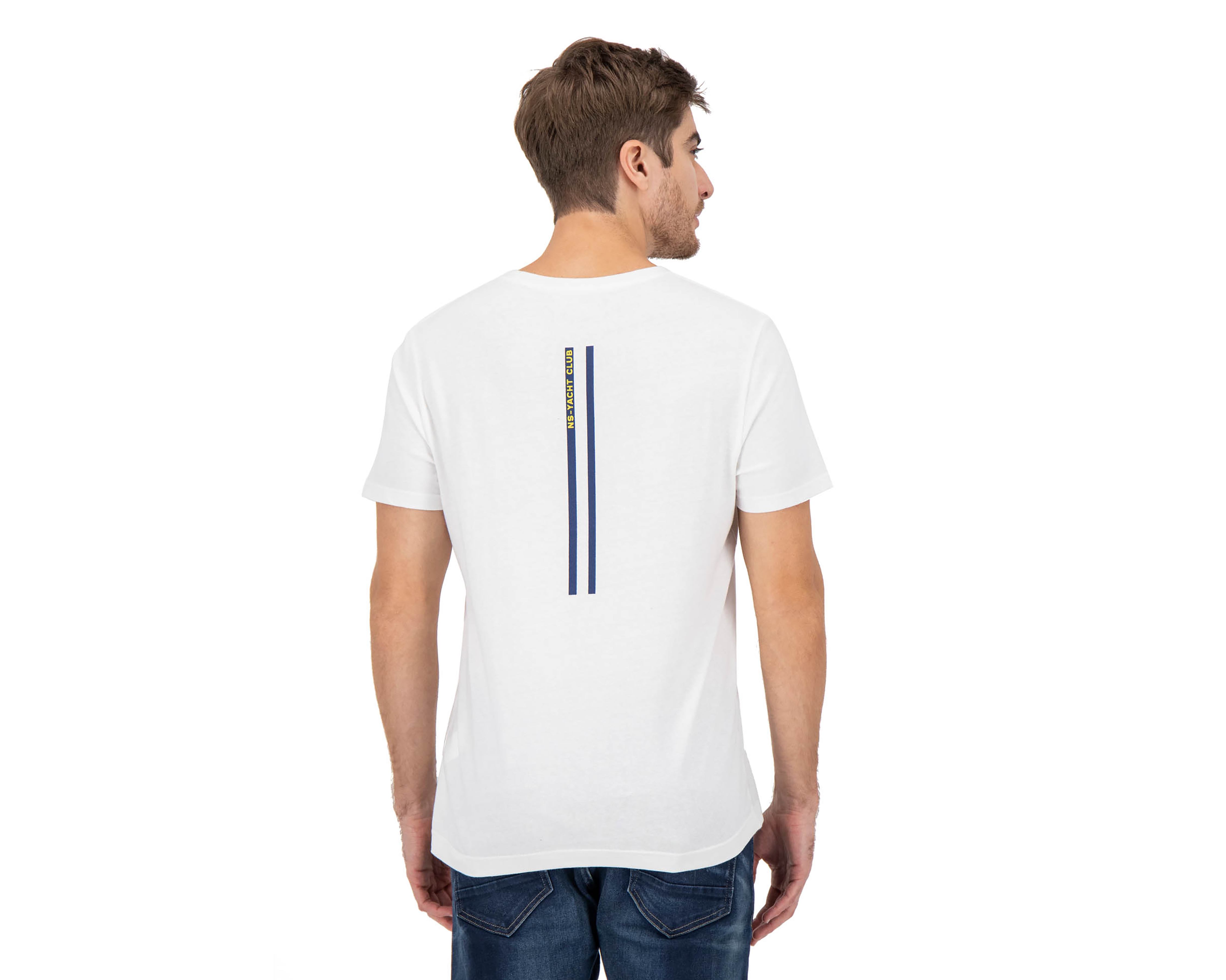 Foto 3 pulgar | Foto 2 | Playera de Cuello Redondo Blanca Nautica Jeans Co para Hombre