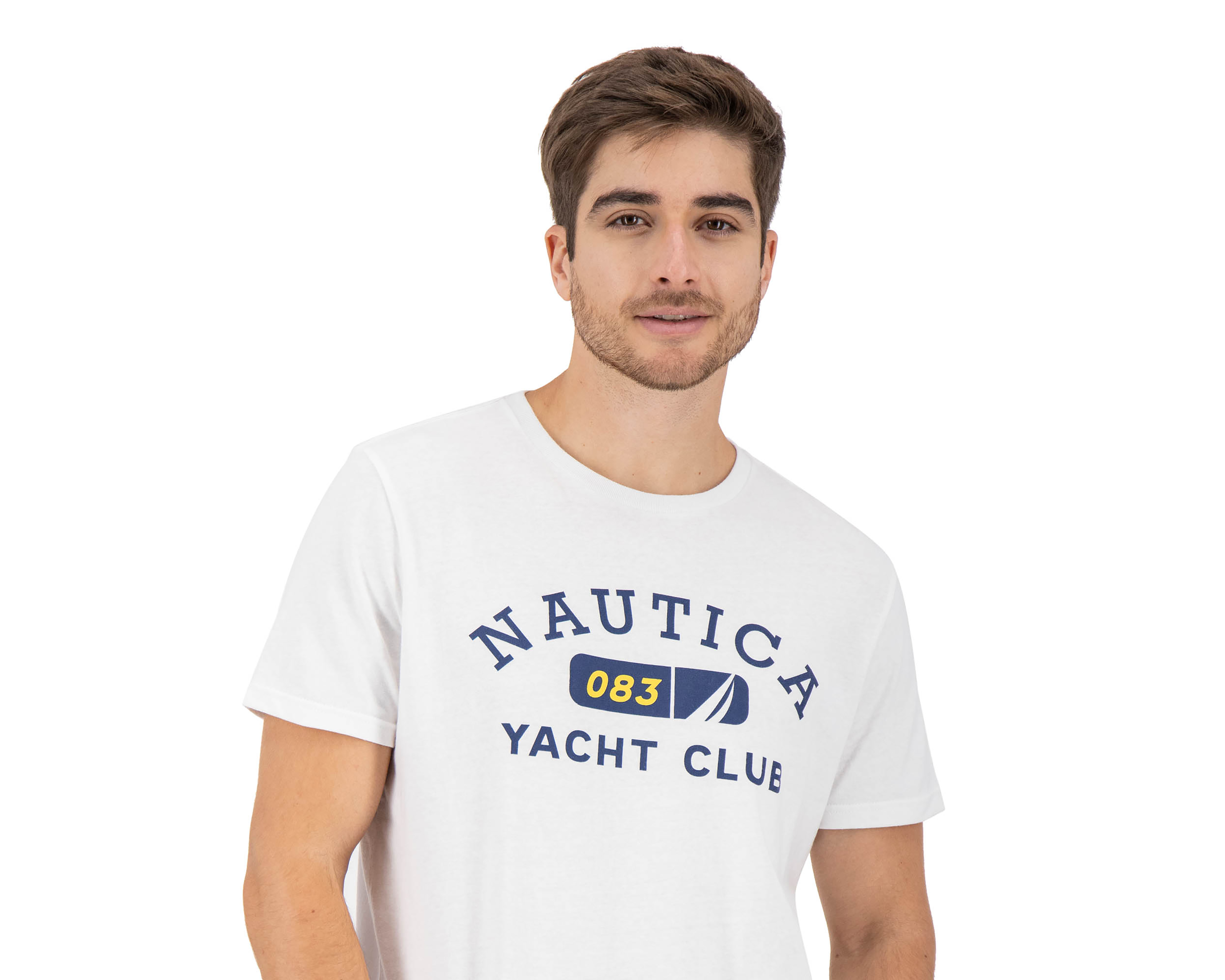 Foto 4 pulgar | Foto 3 | Playera de Cuello Redondo Blanca Nautica Jeans Co para Hombre