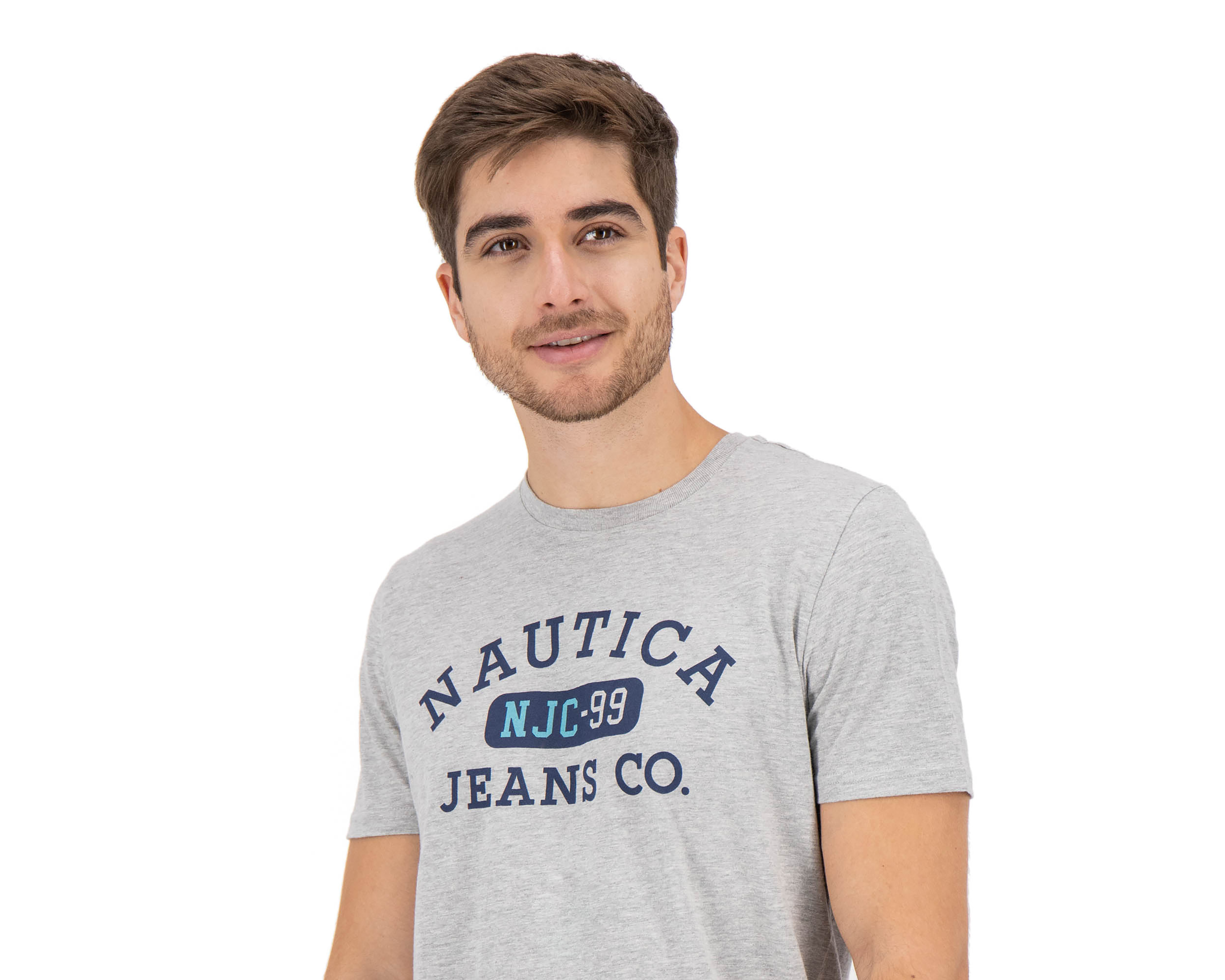 Foto 4 pulgar | Foto 3 | Playera de Cuello Redondo Gris Nautica Jeans Co para Hombre