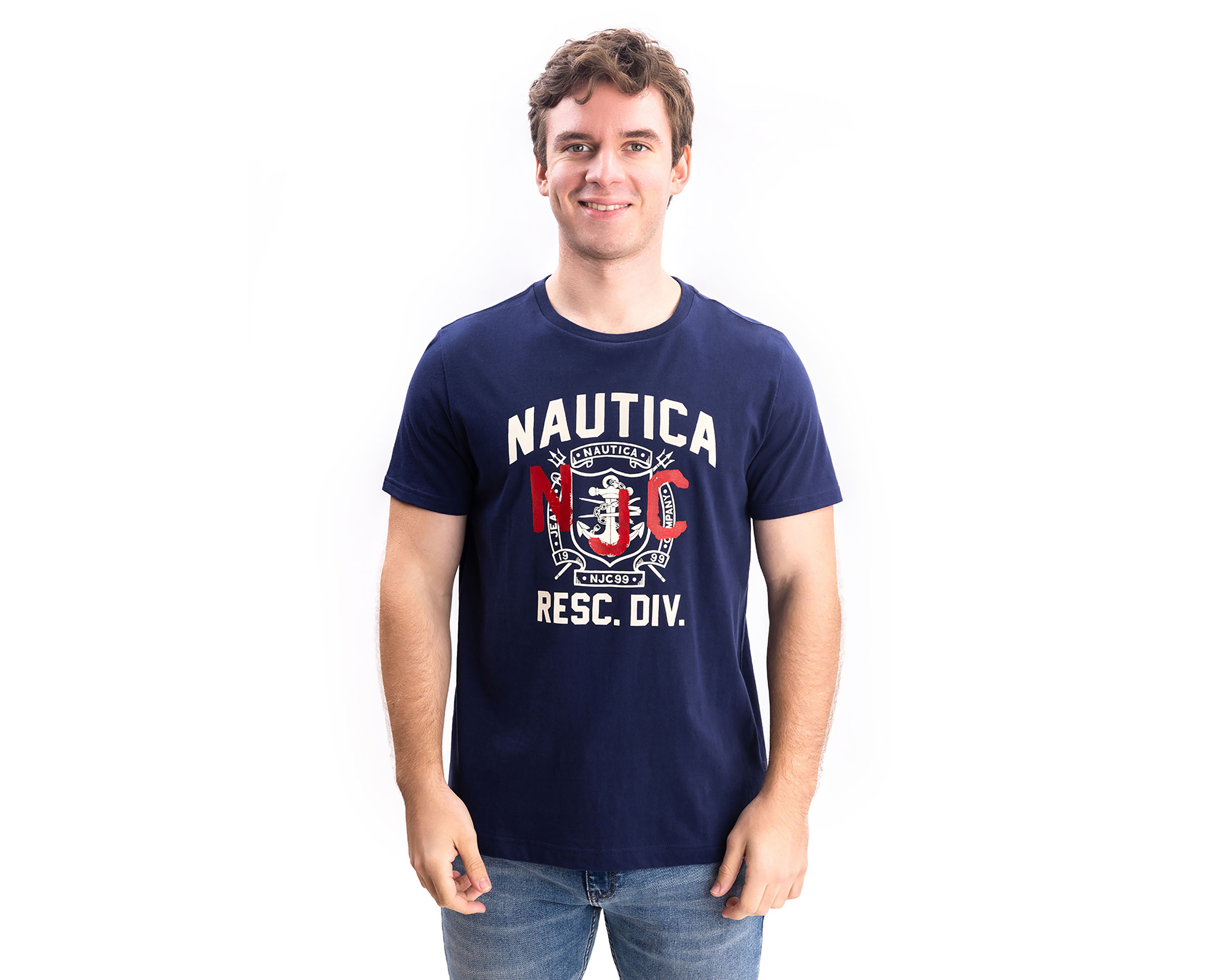 Playera de Cuello Redondo Azul Nautica Jeans Co para Hombre