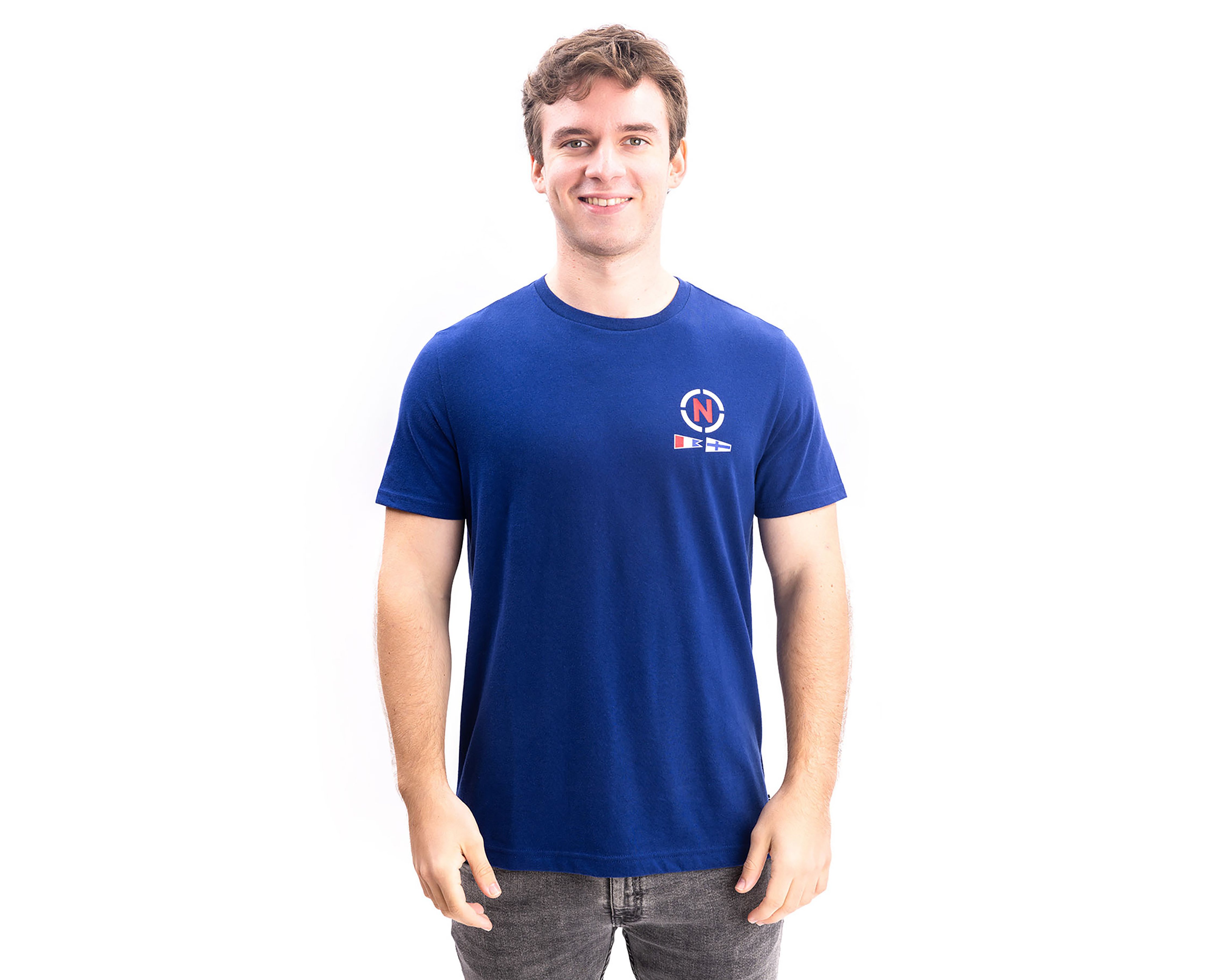 Foto 2 pulgar | Foto 1 | Playera de Cuello Redondo Azul Nautica Jeans Co para Hombre