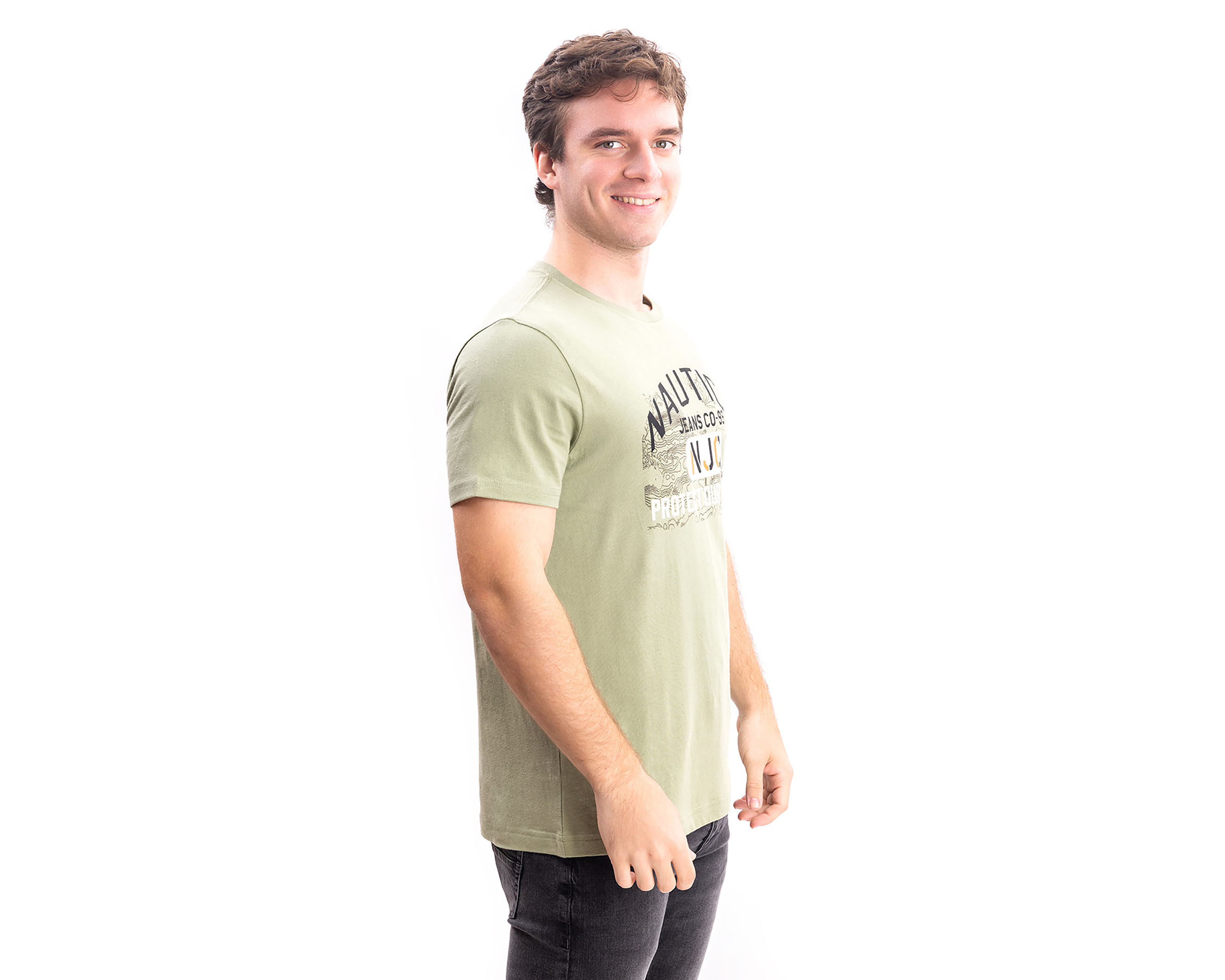 Foto 4 pulgar | Foto 3 | Playera de Cuello Redondo Verde Nautica Jeans Co para Hombre