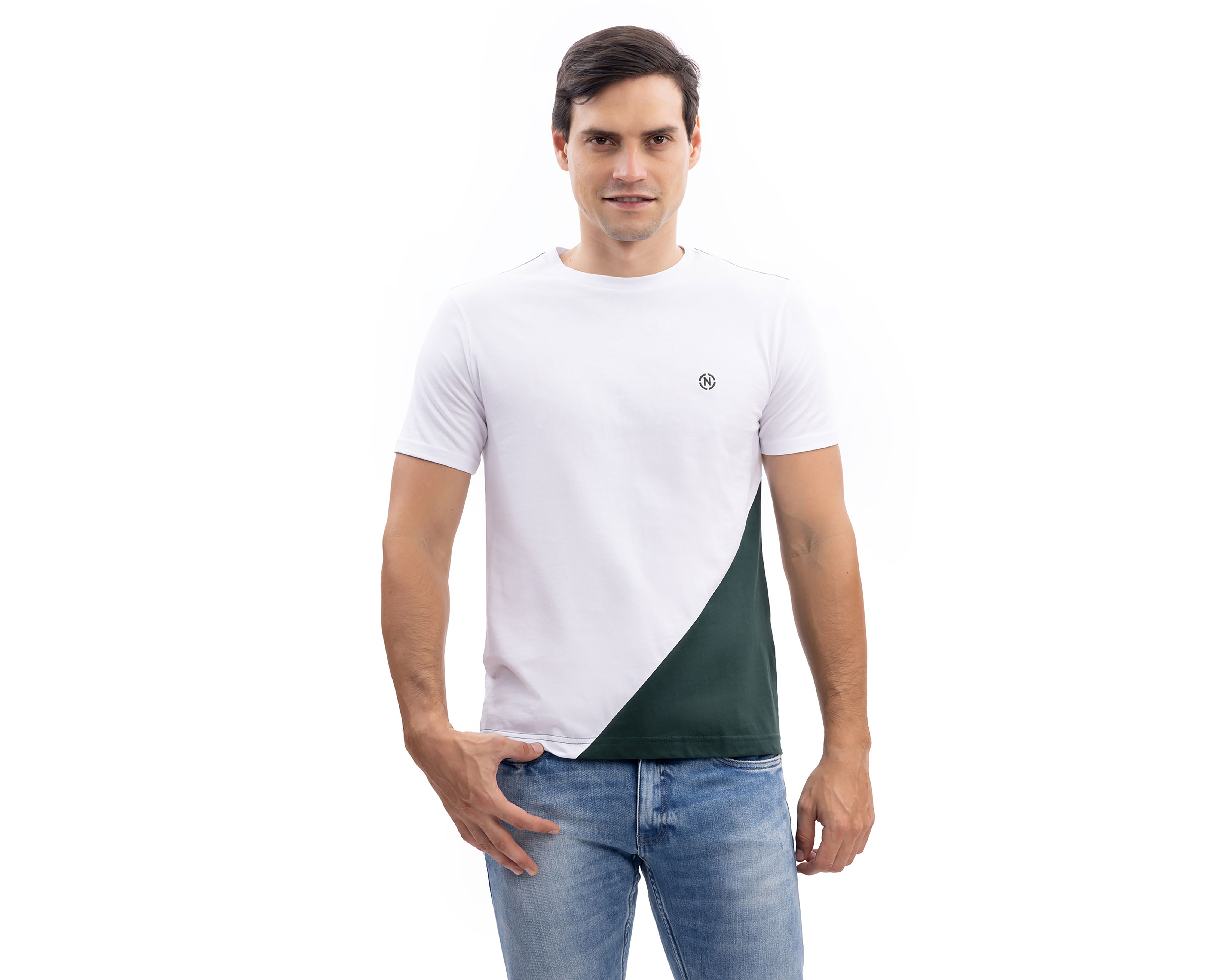 Foto 2 pulgar | Foto 1 | Playera de Cuello Redondo Blanca Nautica Jeans Co para Hombre