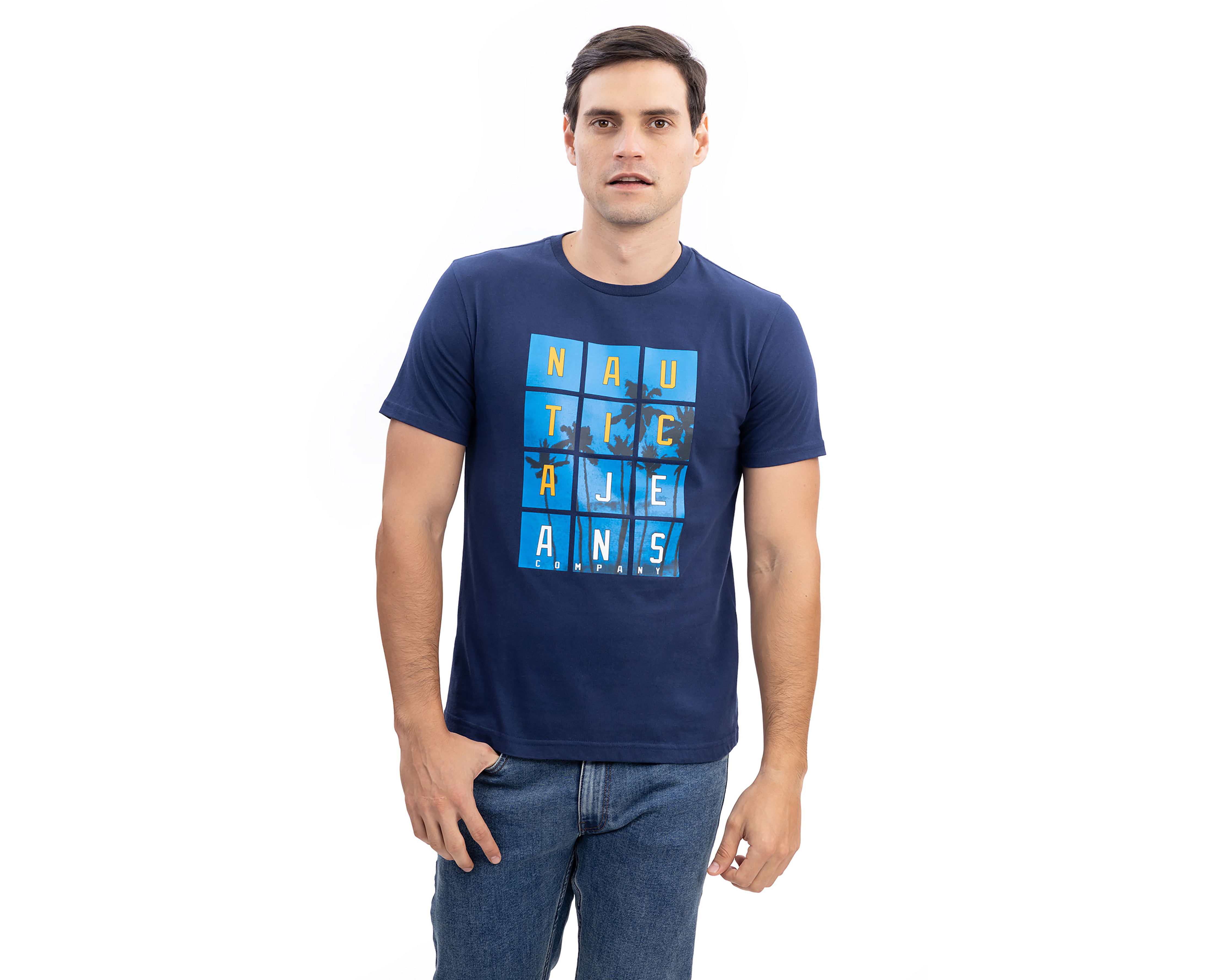 Foto 1 | Foto 1 | Playera de Cuello Redondo Azul Marino Nautica Jeans Co para Hombre