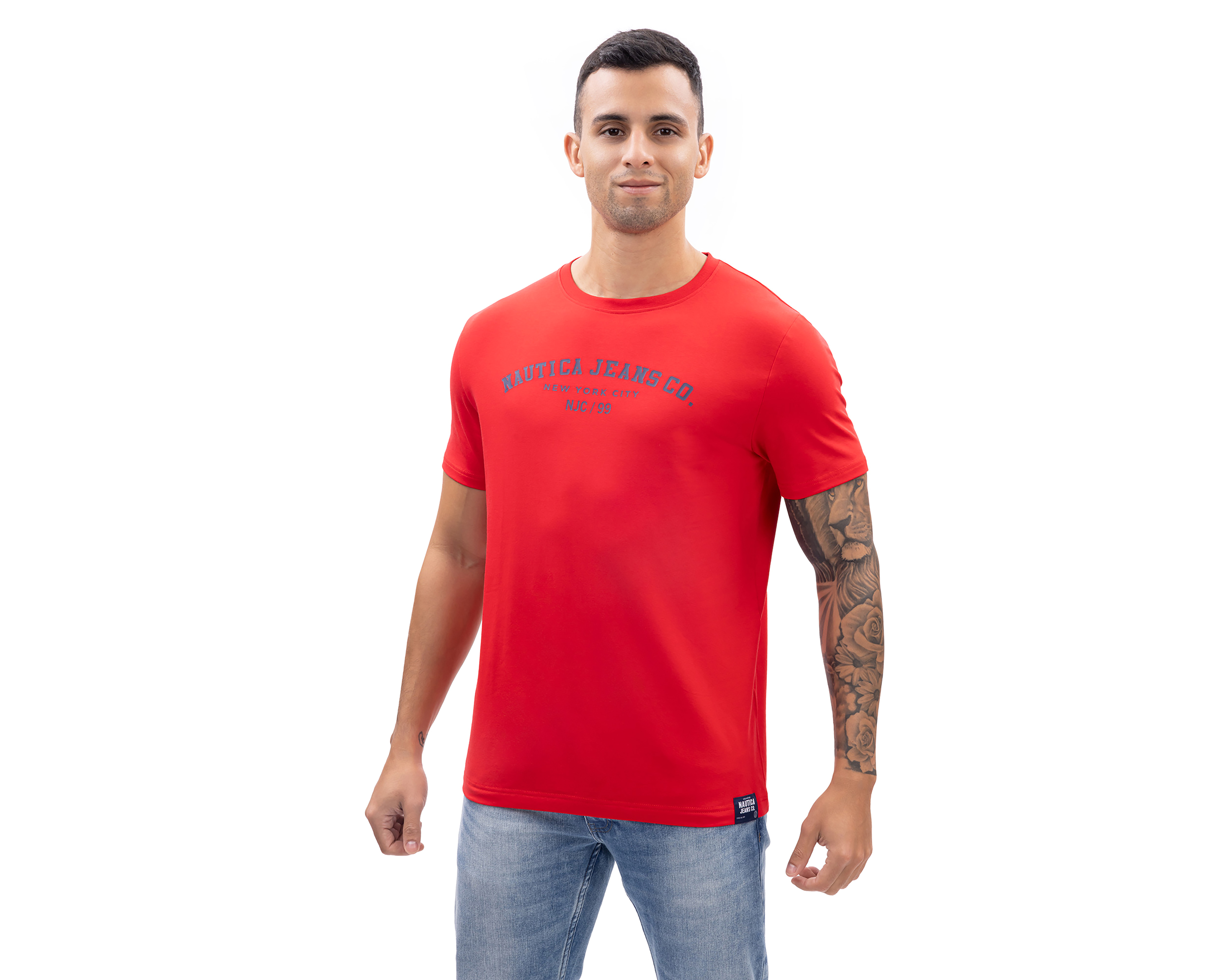 Foto 1 | Foto 1 | Playera de Cuello Redondo Roja Nautica Jeans Co para Hombre