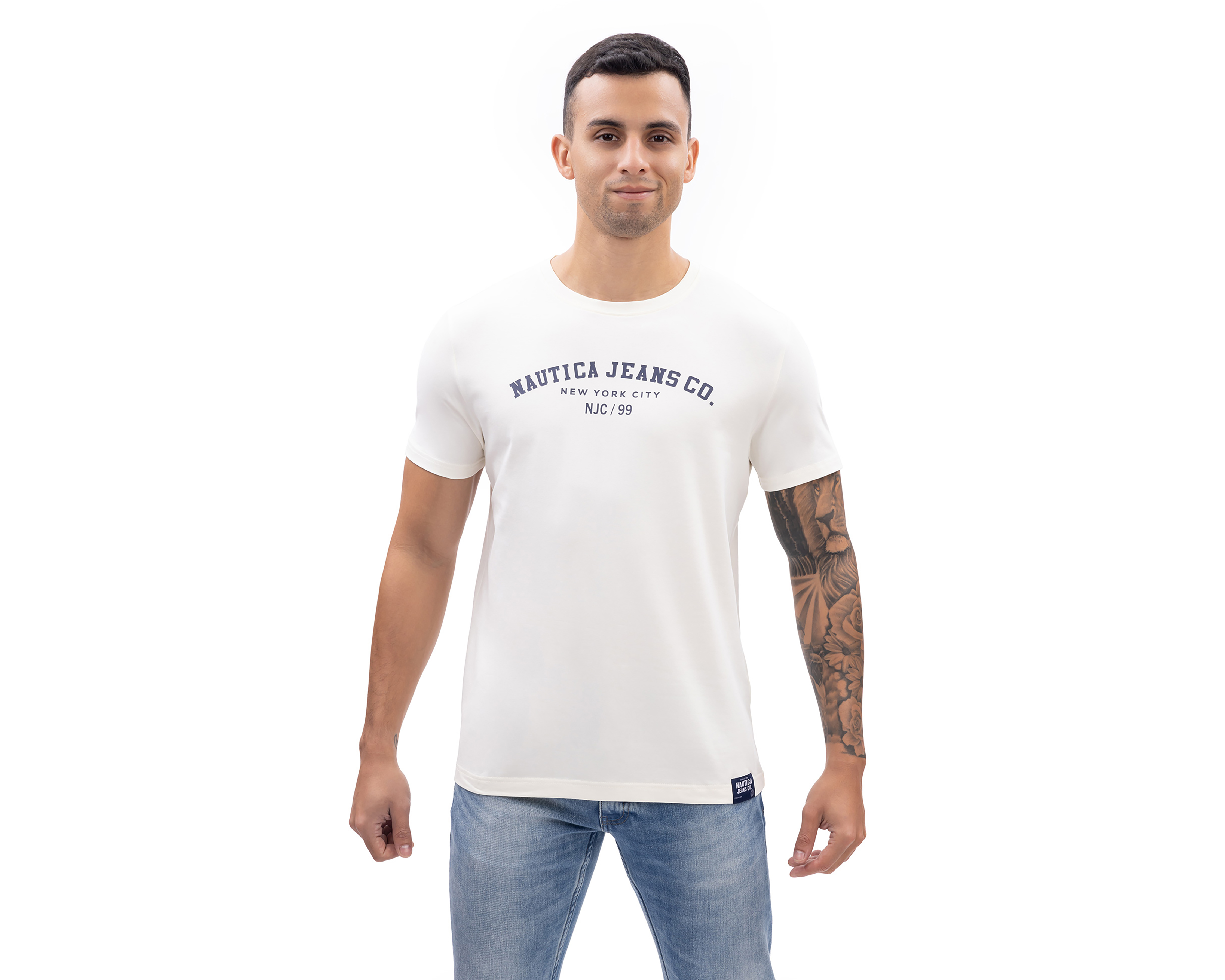 Playera de Cuello Redondo Blanca Nautica Jeans Co para Hombre