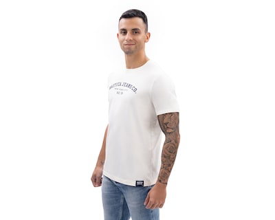 Foto 3 | Foto 3 | Playera de Cuello Redondo Blanca Nautica Jeans Co para Hombre