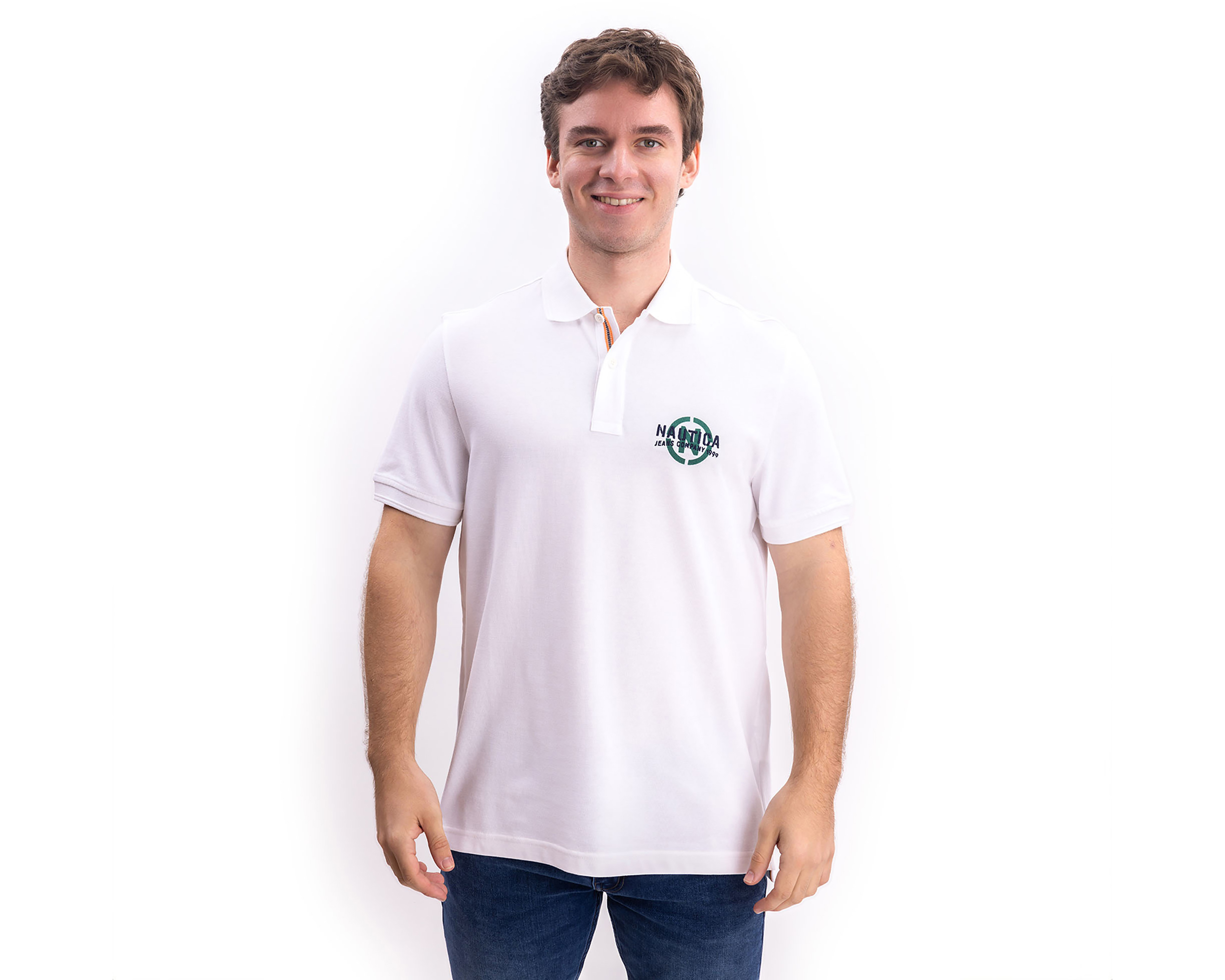 Foto 2 pulgar | Foto 1 | Playera Polo Nautica Jeans Co Blanca para Hombre