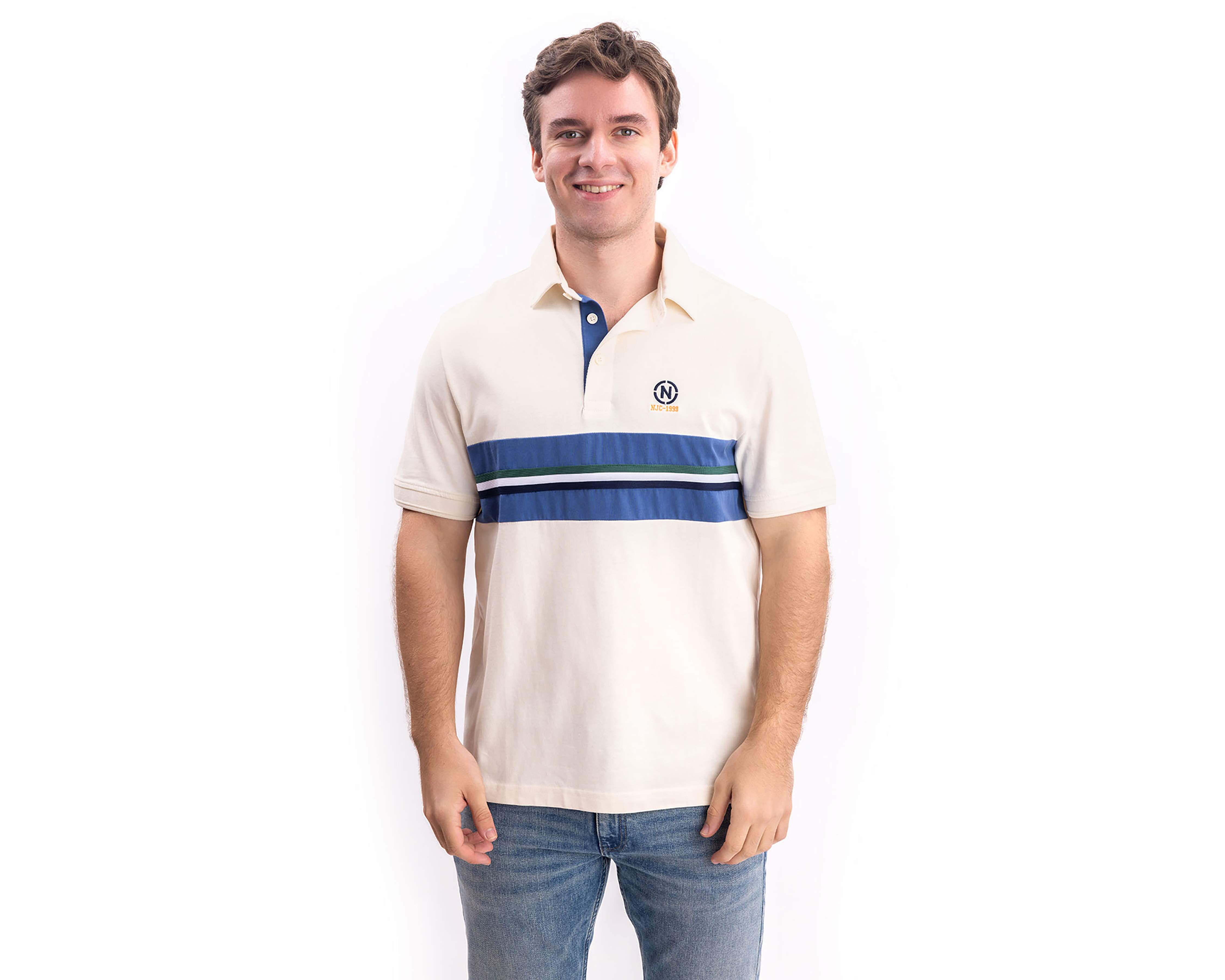 Foto 2 pulgar | Foto 1 | Playera Polo Nautica Jeans Co Blanca para Hombre