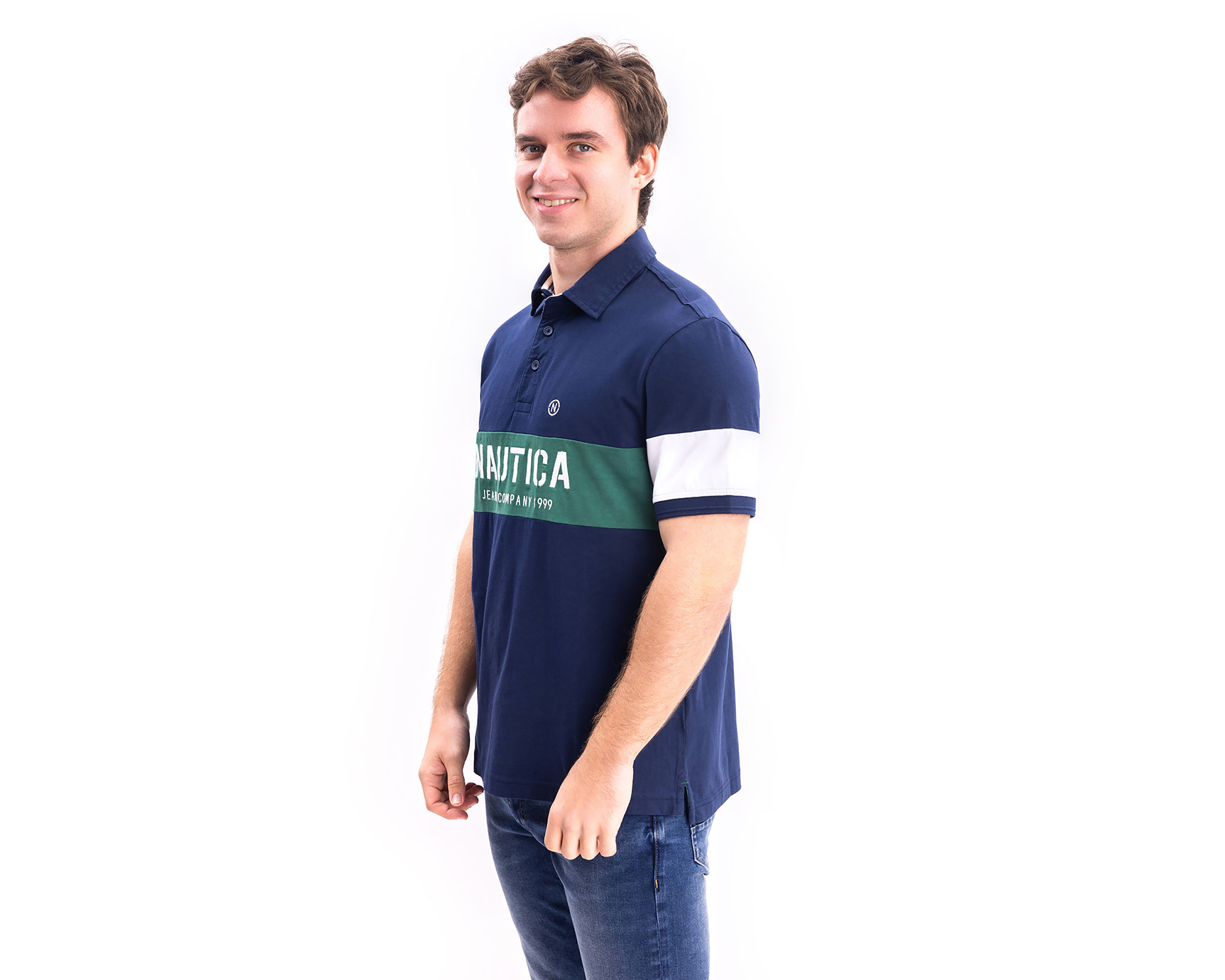 Foto 4 pulgar | Foto 3 | Playera Polo Nautica Jeans Co Manga Corta Azul Marino para Hombre
