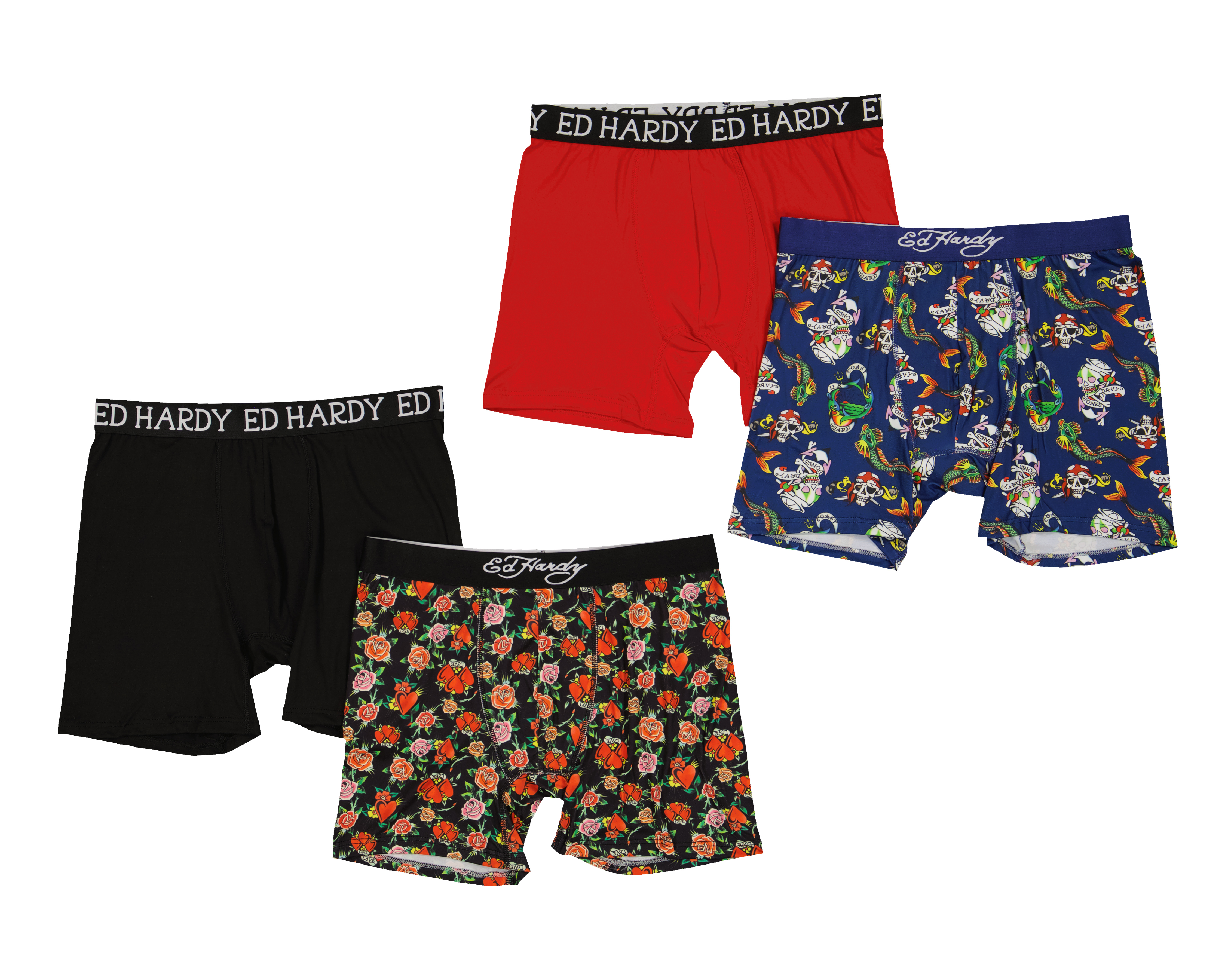 Bóxer Largo Ed Hardy para Hombre 4 Piezas