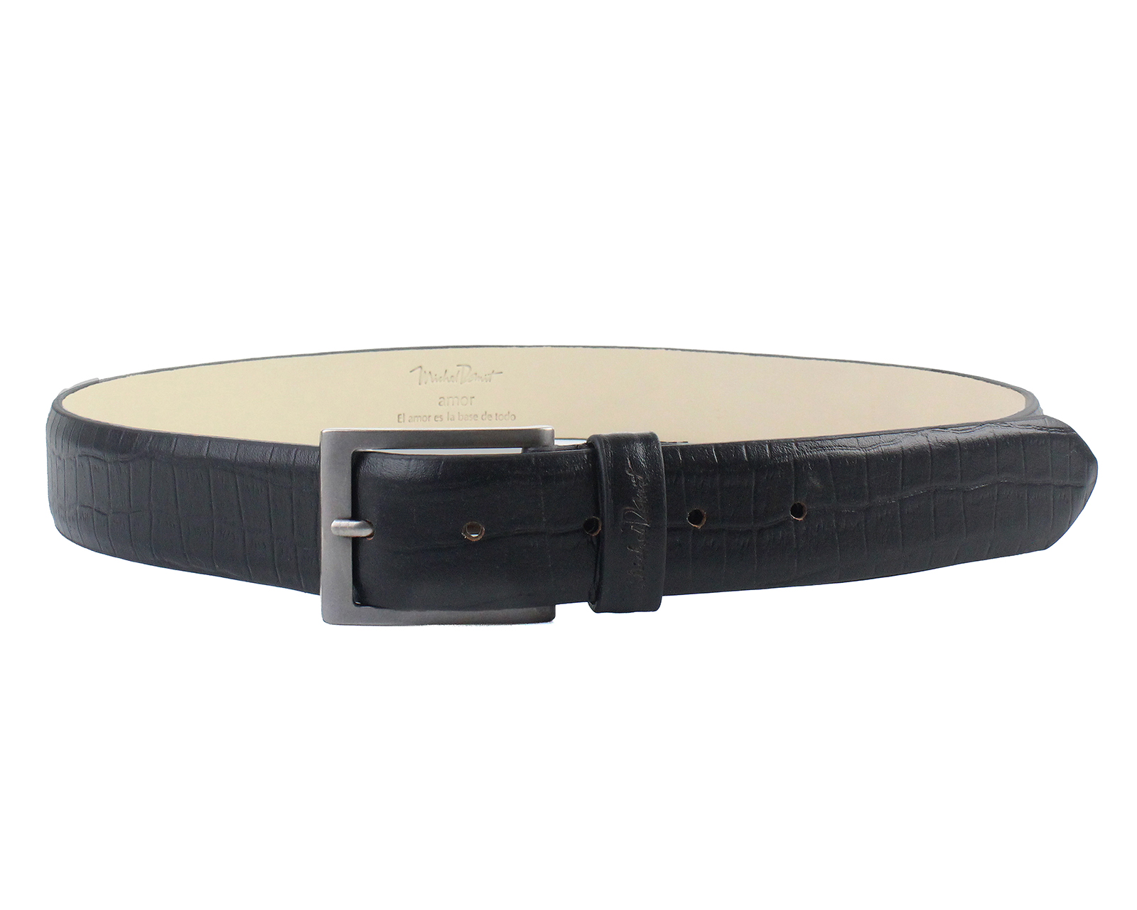 Cinturón de Piel para Hombre Michel Domit Negro