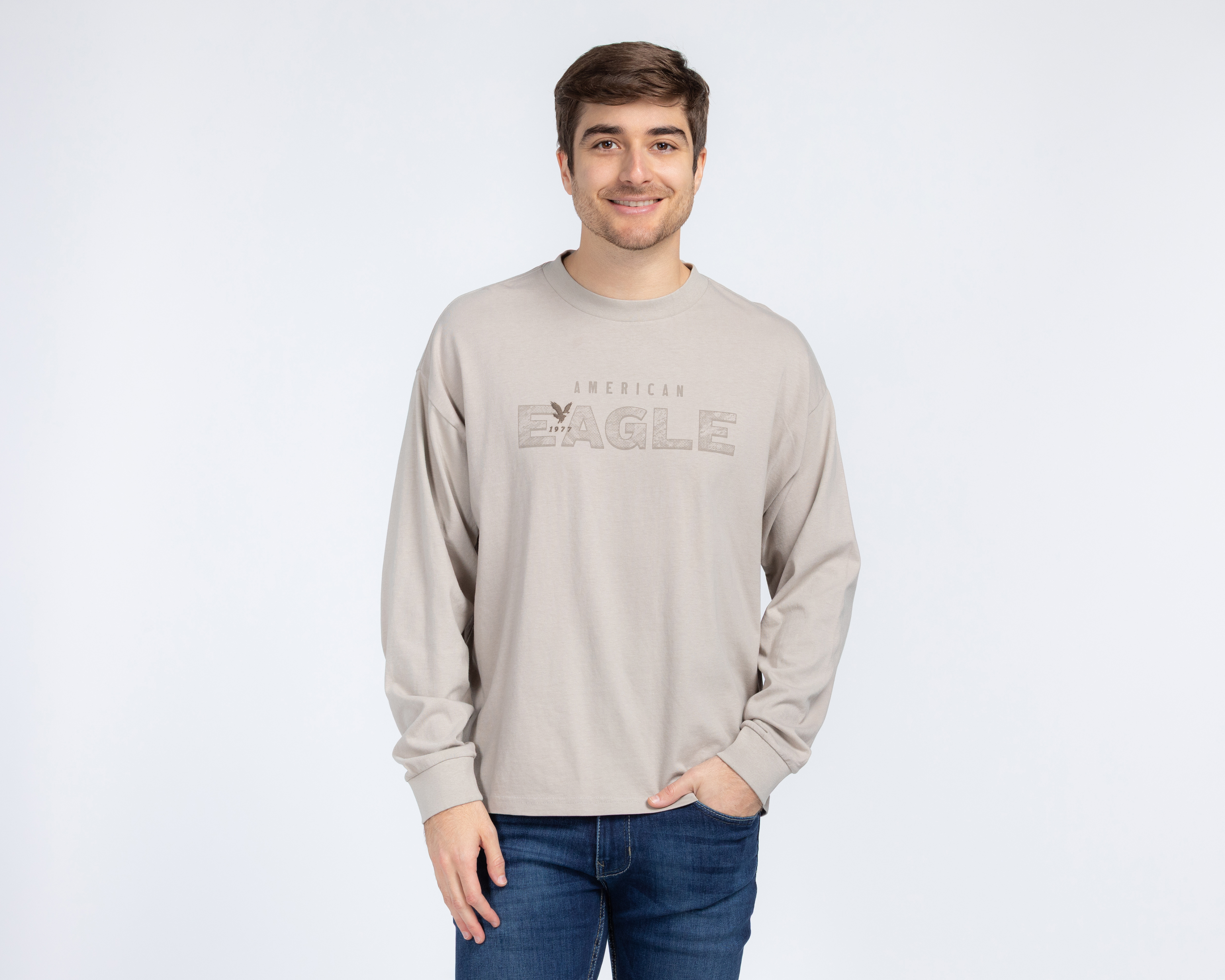 Foto 1 | Foto 1 | Playera de Cuello Redondo Beige American Eagle para Hombre