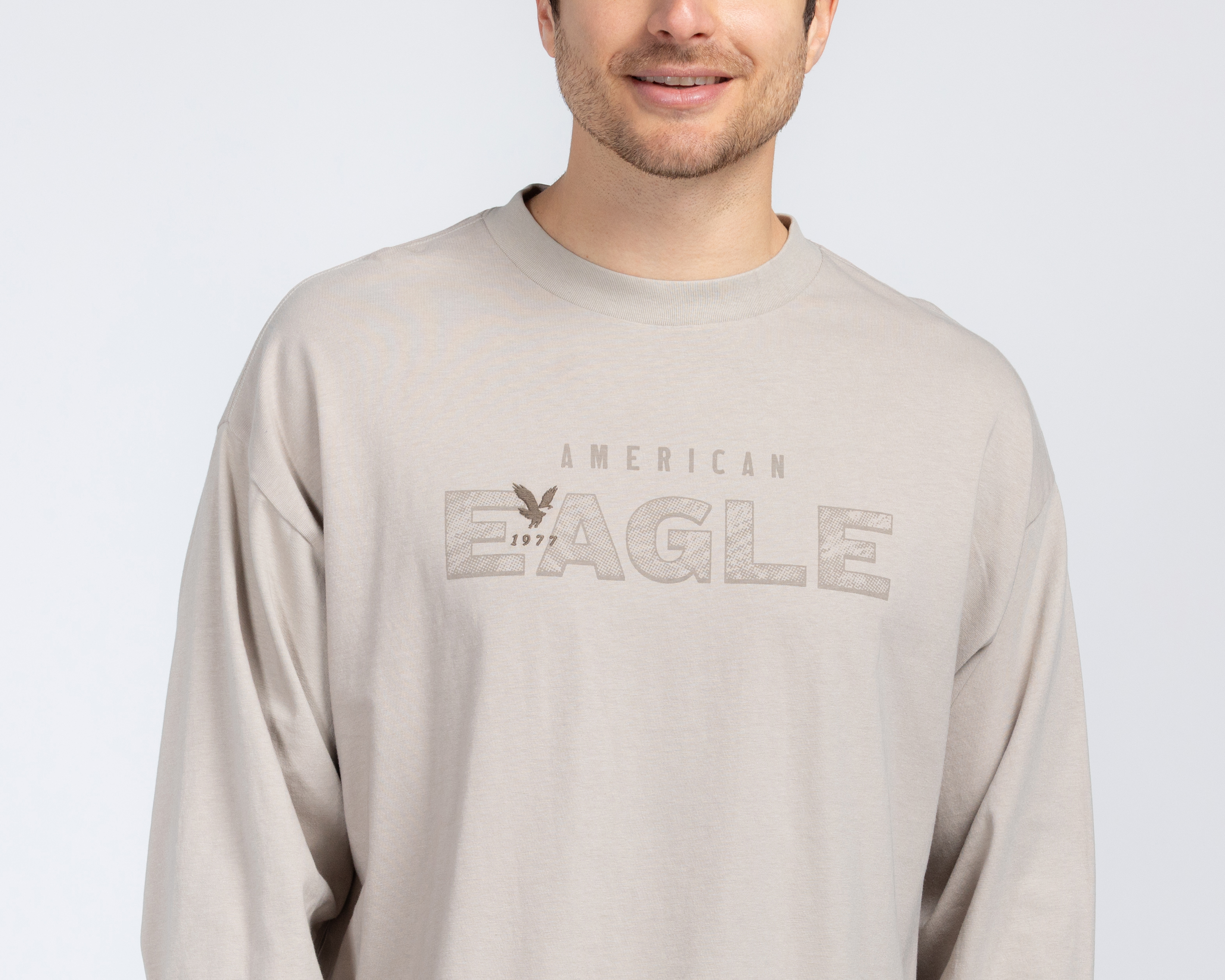 Foto 3 | Foto 3 | Playera de Cuello Redondo Beige American Eagle para Hombre