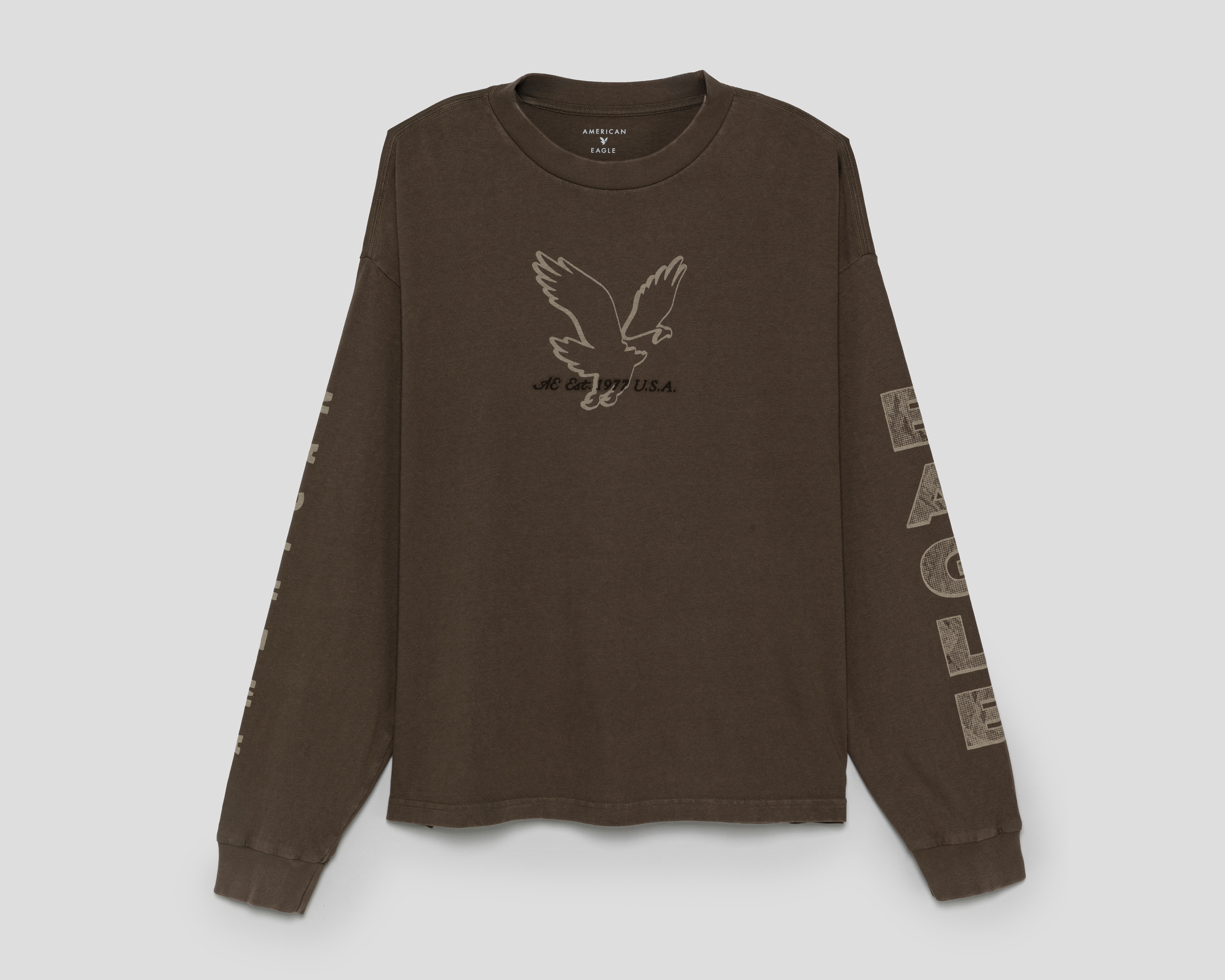 Playera Manga Larga Café American Eagle para Hombre
