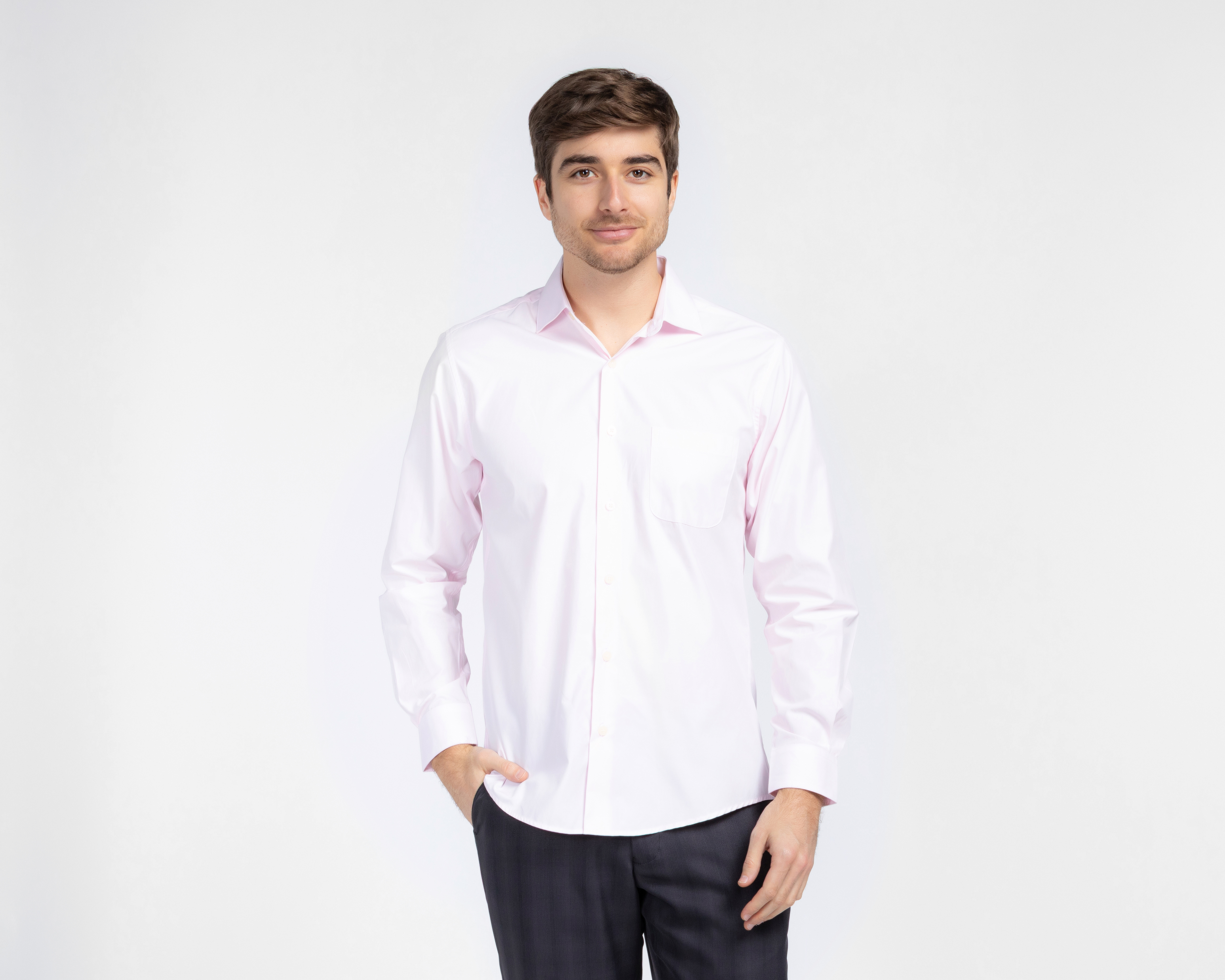 Camisa de Vestir Wall Street Manga Larga Cuello Americano para Hombre