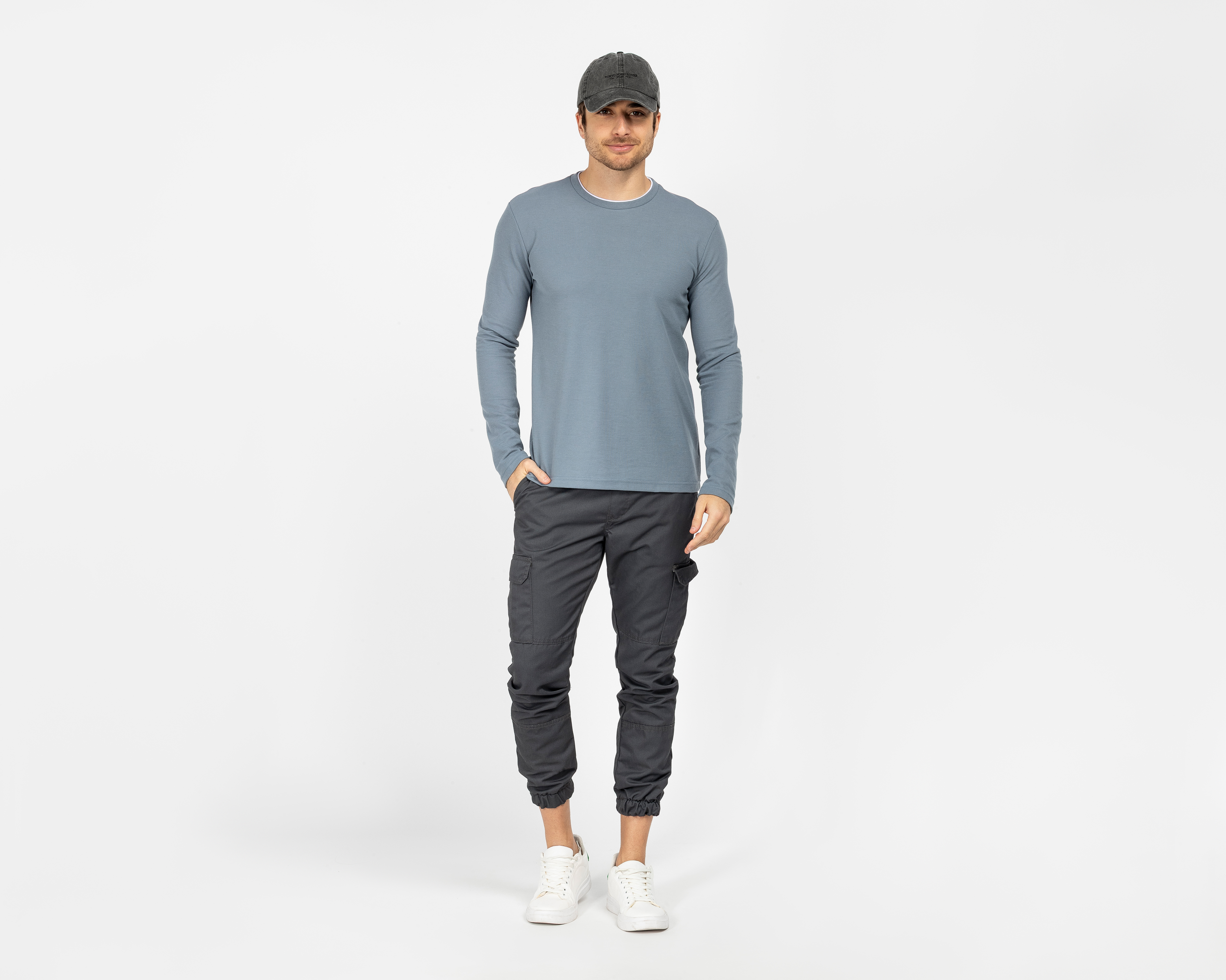 Foto 2 | Foto 2 | Playera Manga Larga Azul Refill para Hombre