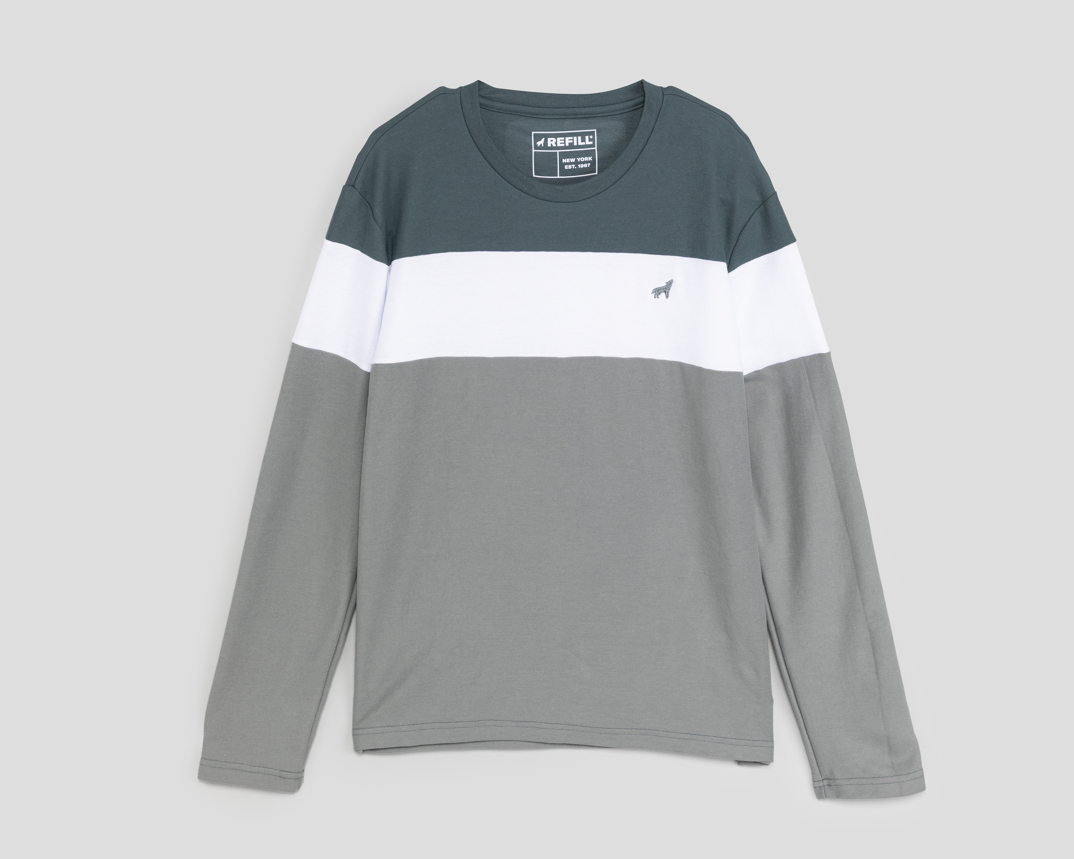 Foto 1 | Foto 1 | Playera Manga Larga Cuello Redondo Gris Refill para Hombre