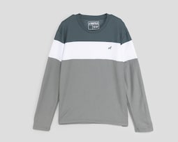 Playera Manga Larga Cuello Redondo Gris Refill para Hombre