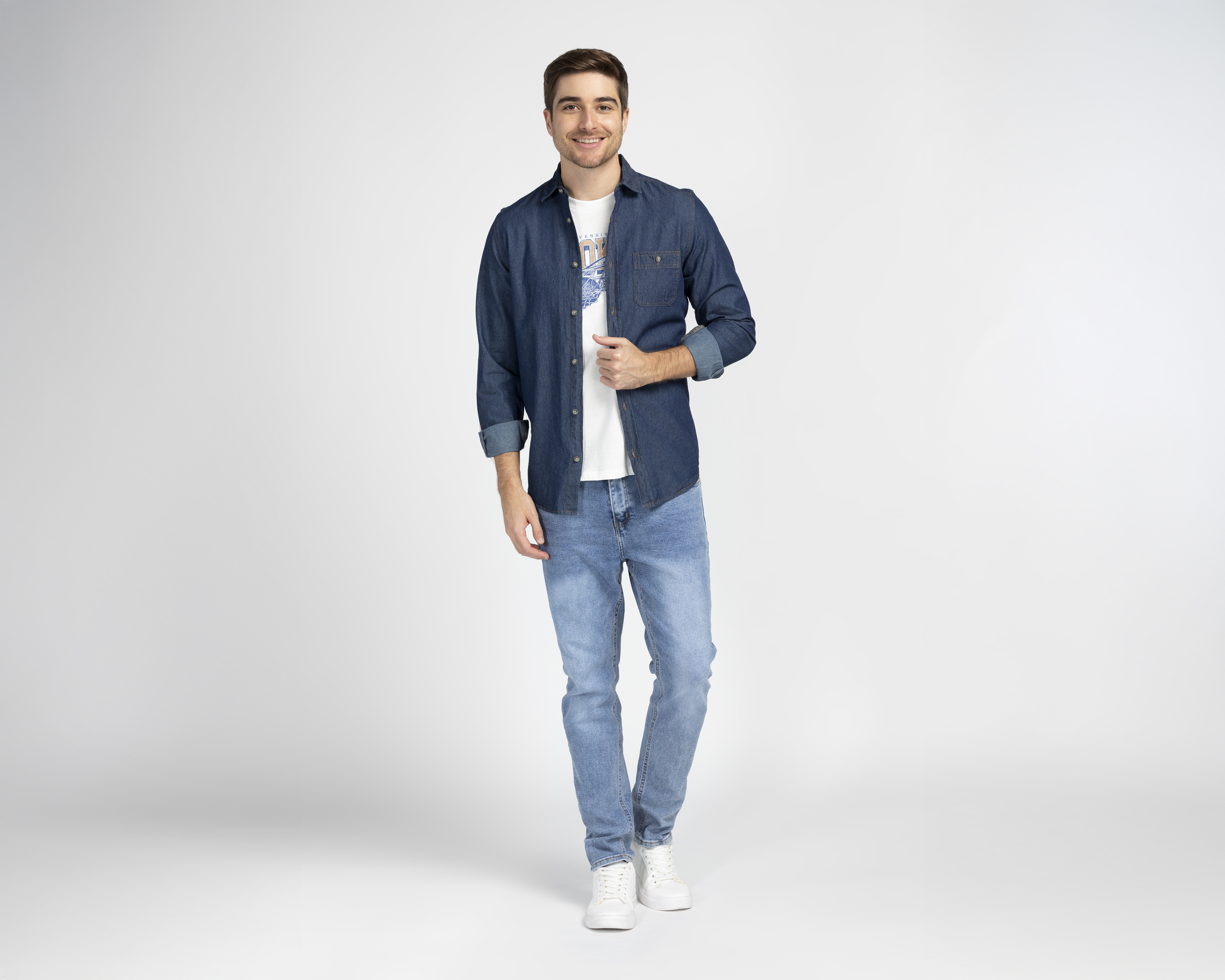 Foto 3 pulgar | Foto 2 | Camisa Casual de Algodón Refill Regular Azul para Hombre