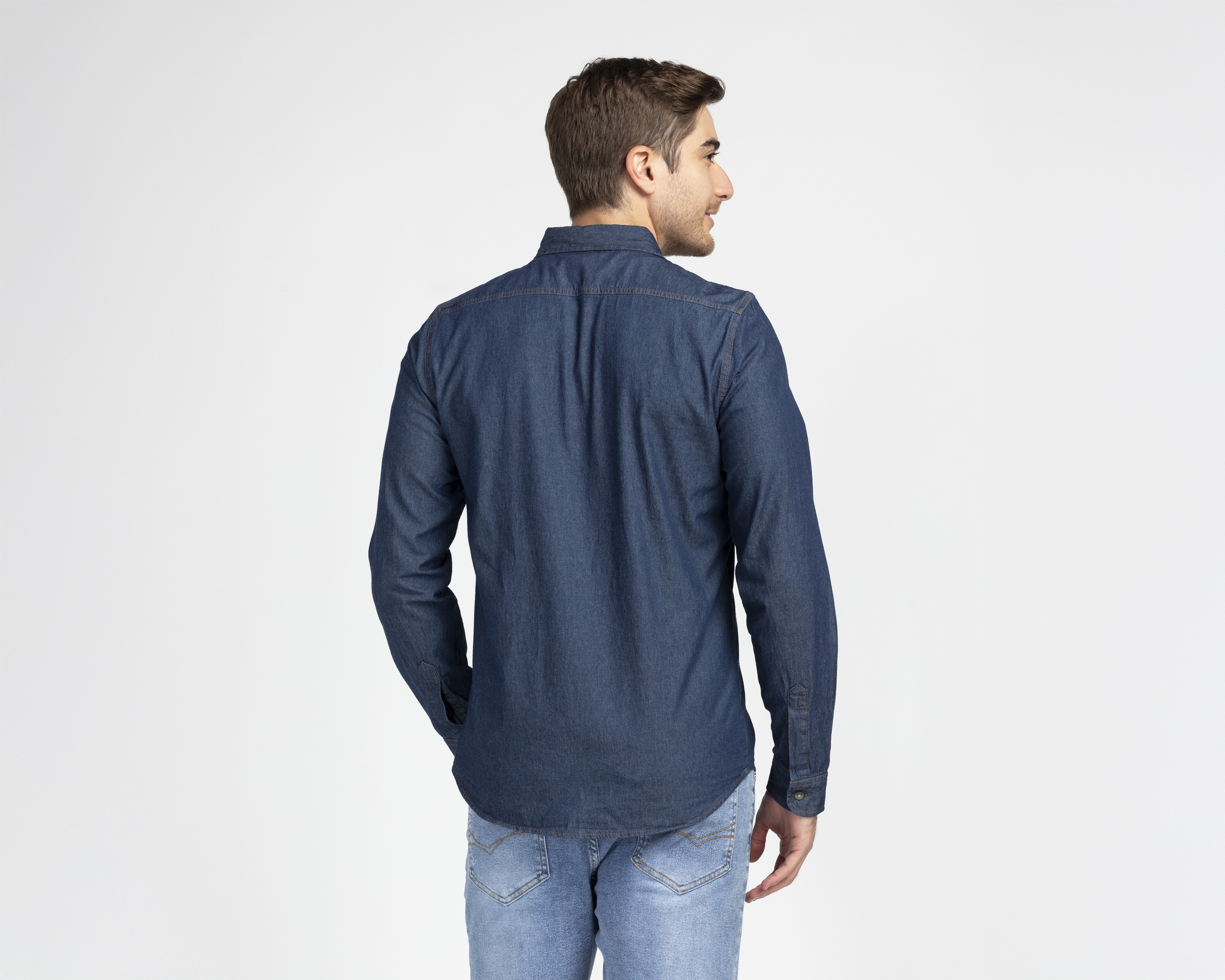 Foto 3 | Foto 3 | Camisa Casual de Algodón Refill Regular Azul para Hombre