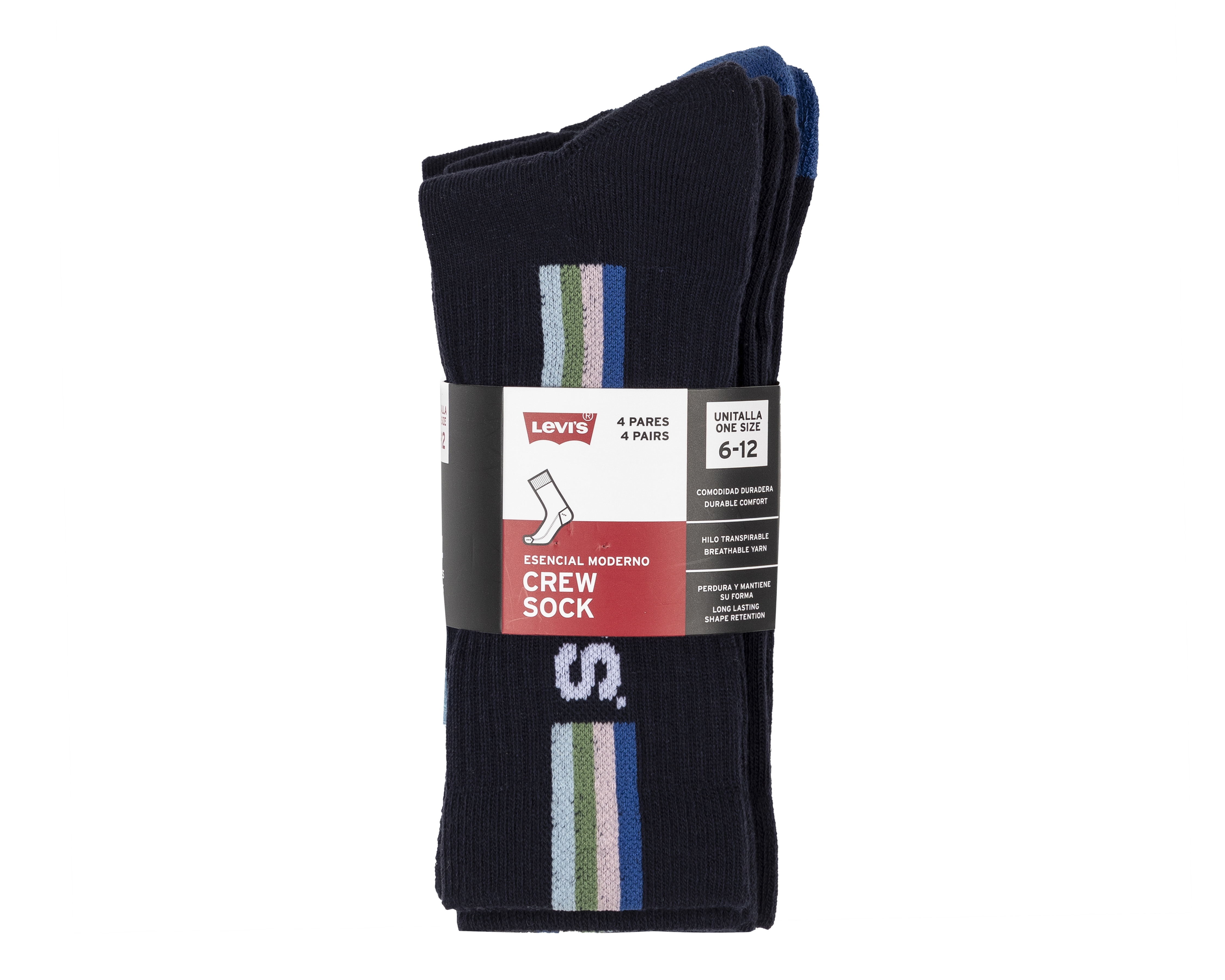 Foto 4 pulgar | Foto 3 | Calcetas Largas Levi's para Hombre 4 Pares