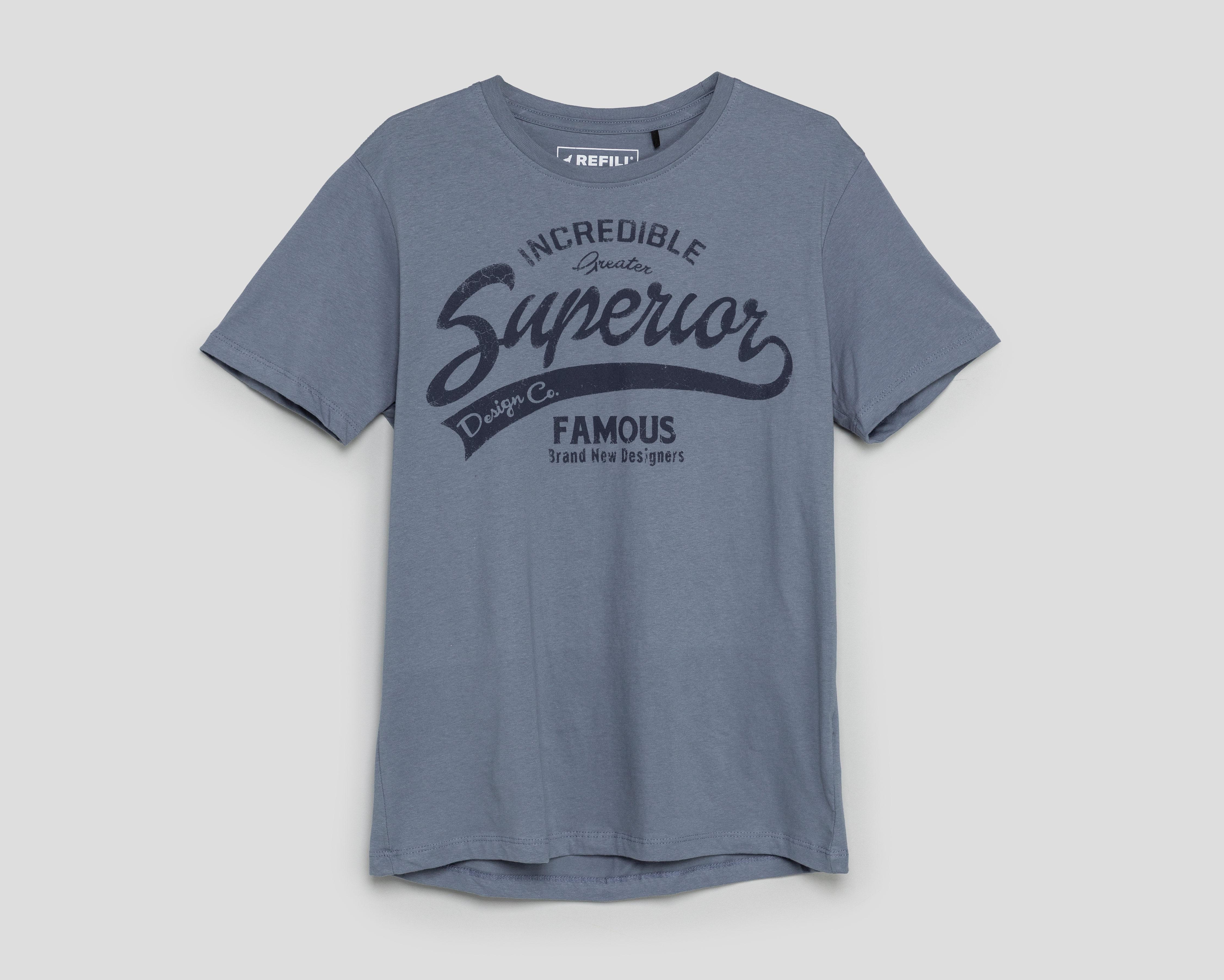 Playera de Cuello Redondo Azul Refill para Hombre