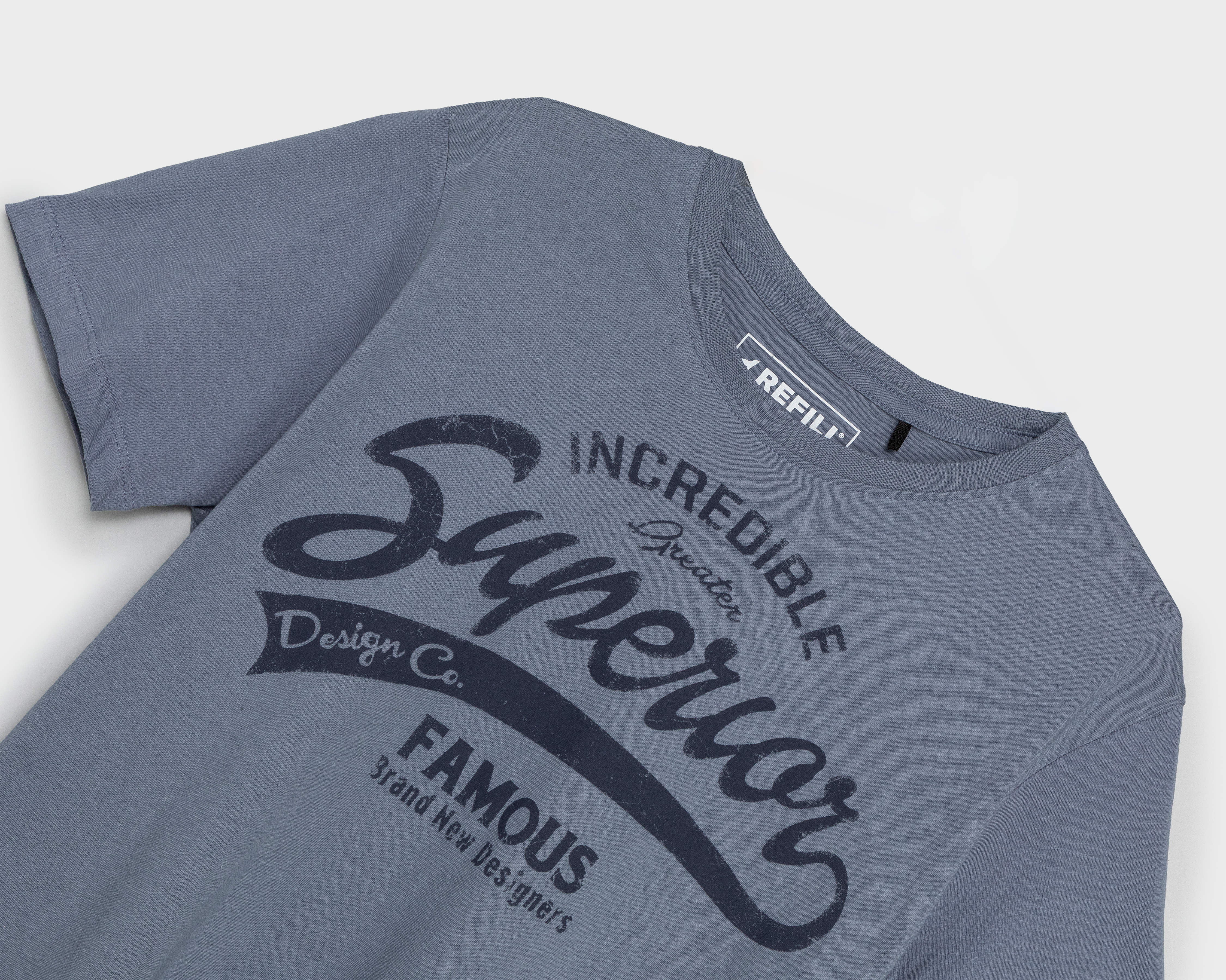 Foto 4 pulgar | Foto 3 | Playera de Cuello Redondo Azul Refill para Hombre