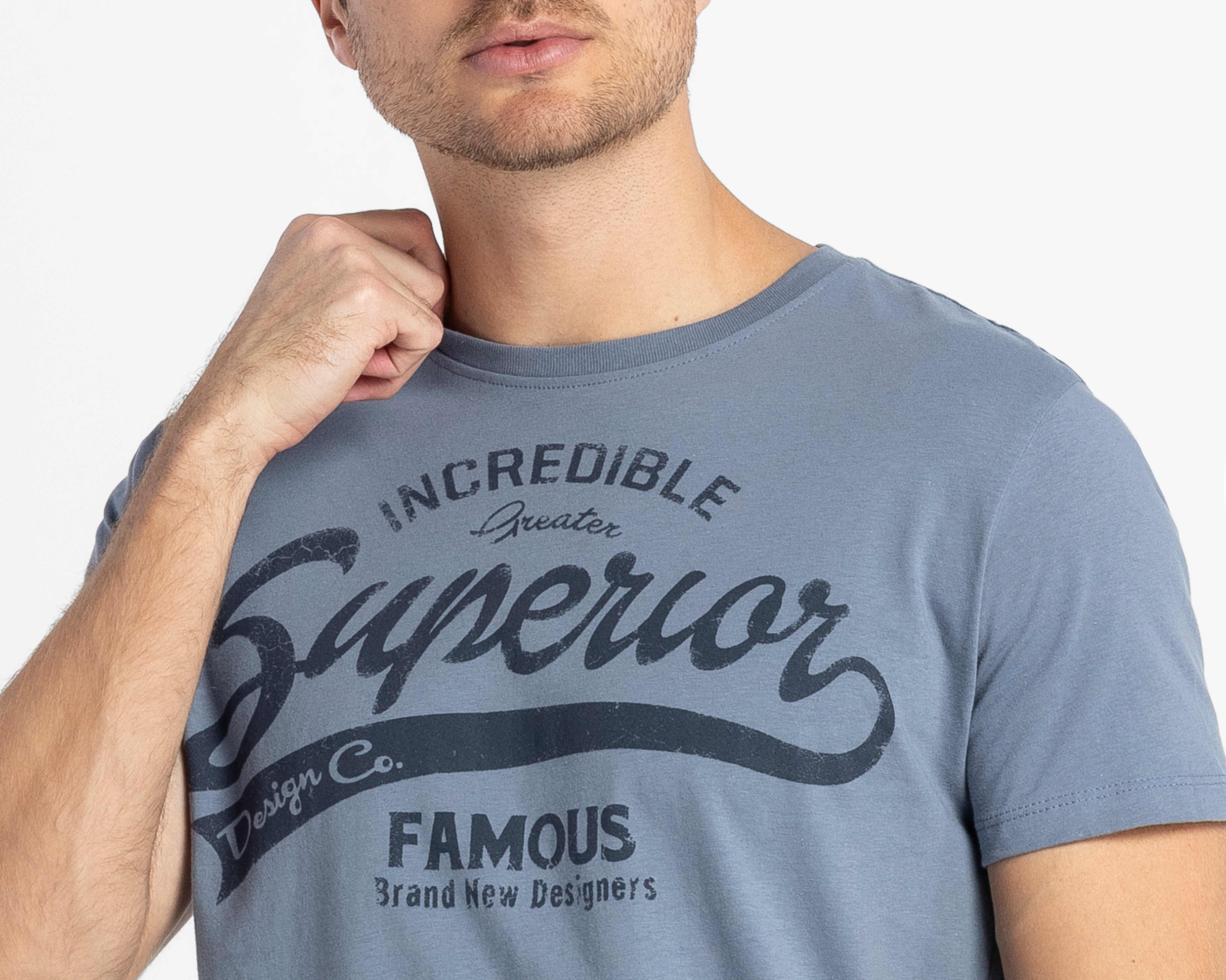 Foto 4 | Foto 4 | Playera de Cuello Redondo Azul Refill para Hombre