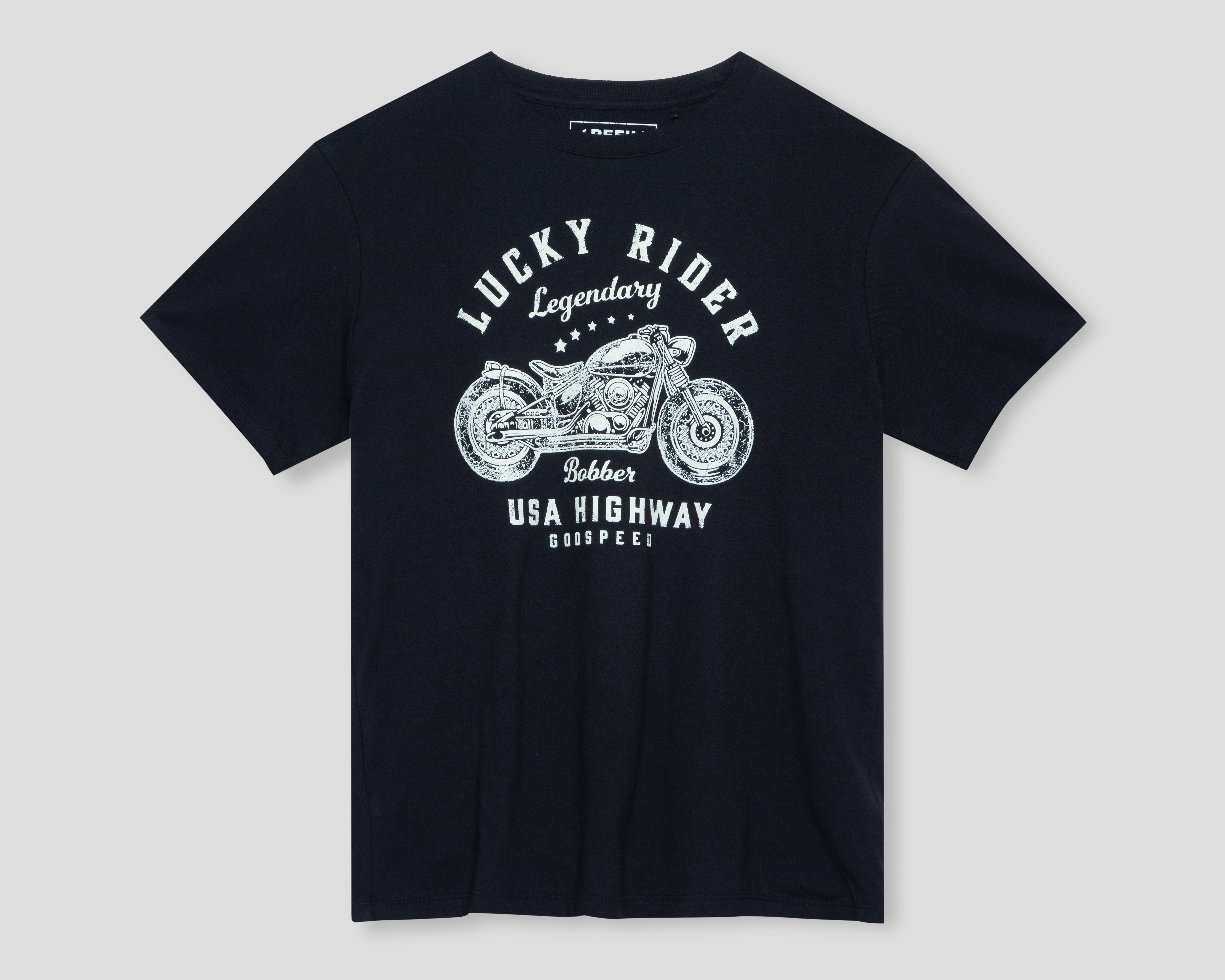 Playera de Cuello Redondo Negra Refill para Hombre