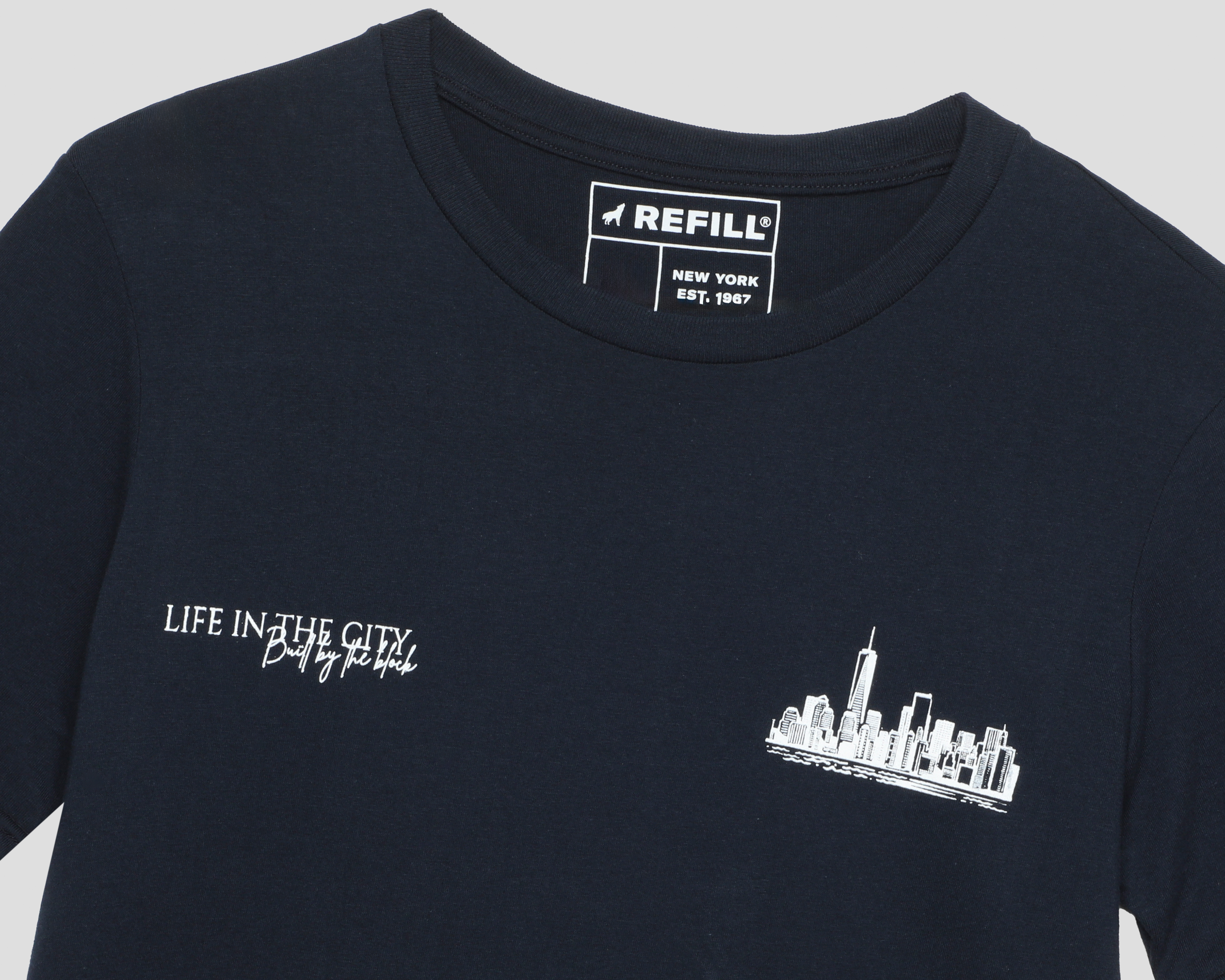 Foto 4 pulgar | Foto 3 | Playera de Cuello Redondo Azul Refill para Hombre