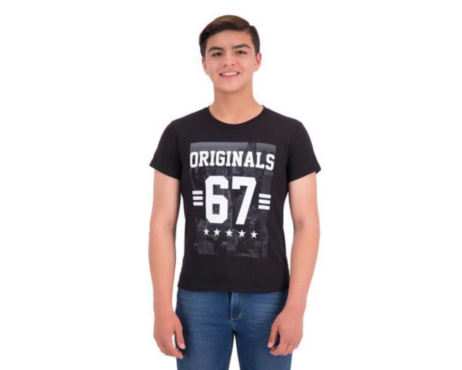 Playera Cuello Redondo Negra marca Refill Juvenil