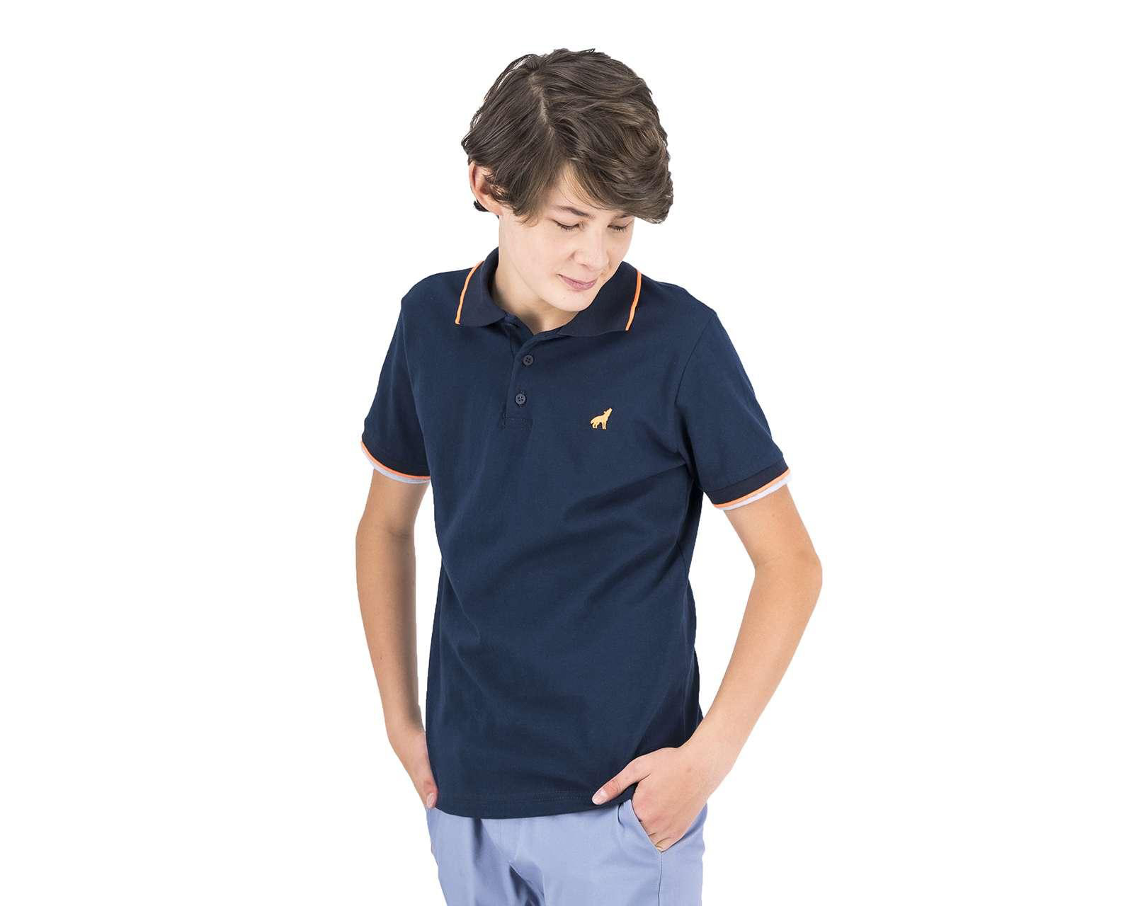 Foto 2 pulgar | Foto 1 | Playera Polo Refill Azul Marino Juvenil