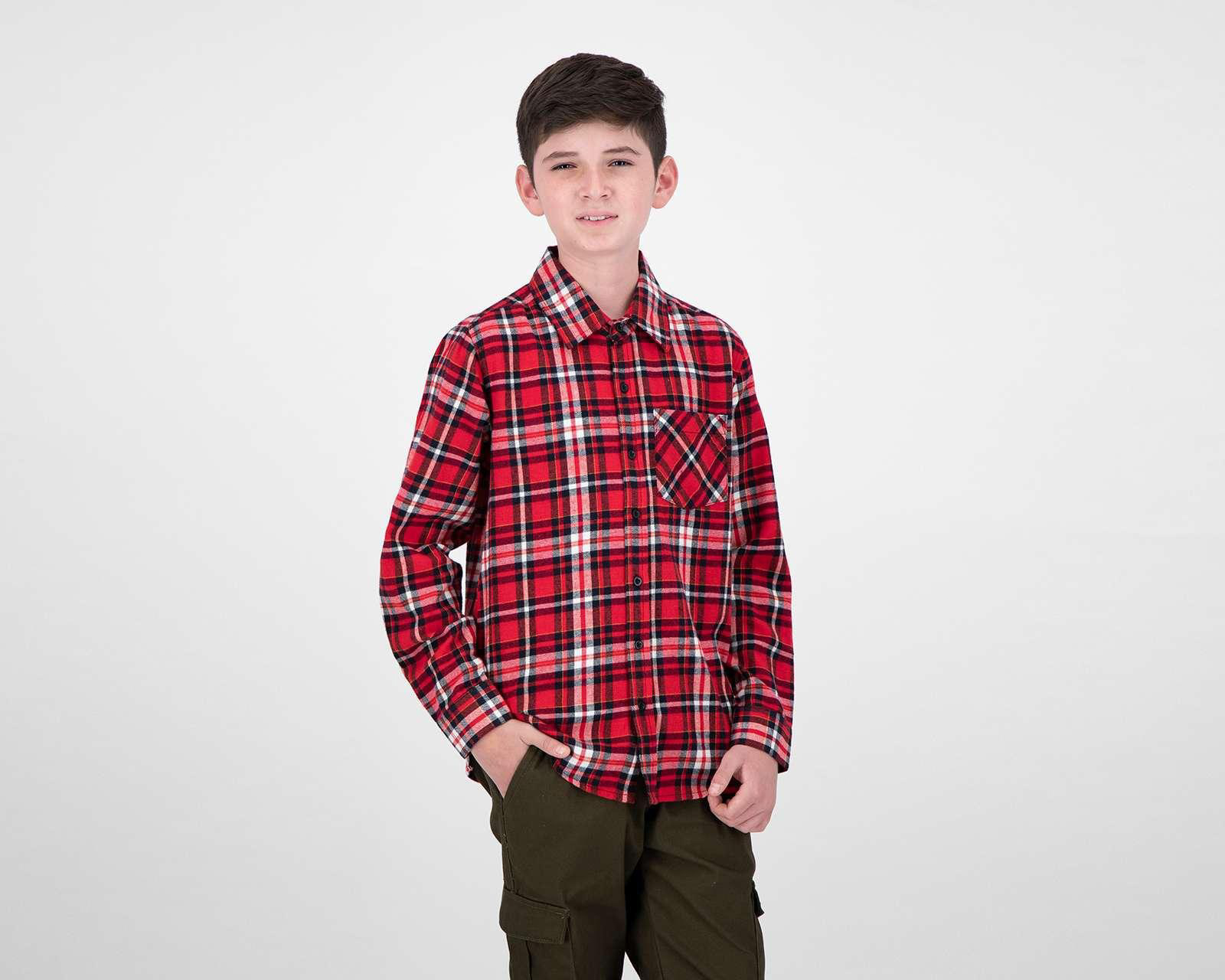 Camisa Refill Manga Larga a Cuadros Juvenil