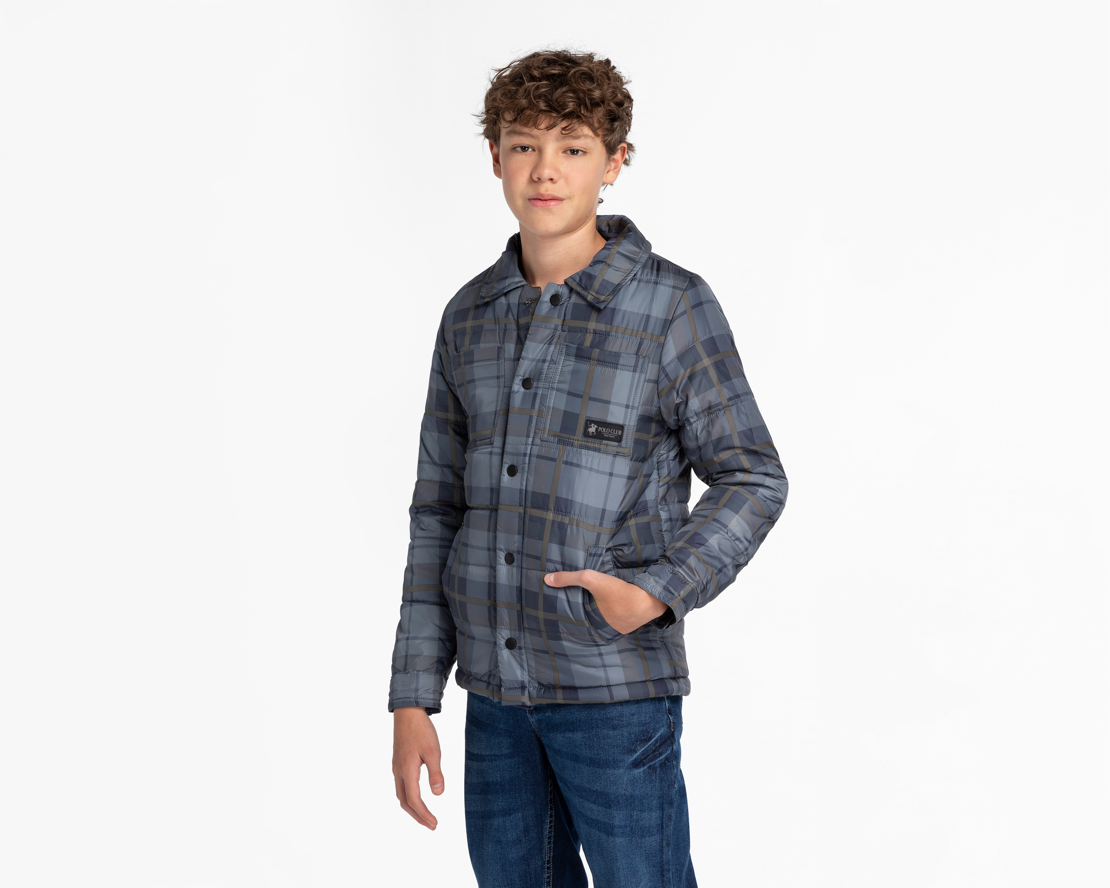 Foto 2 pulgar | Foto 1 | Chamarra York Team Polo Club para Niño