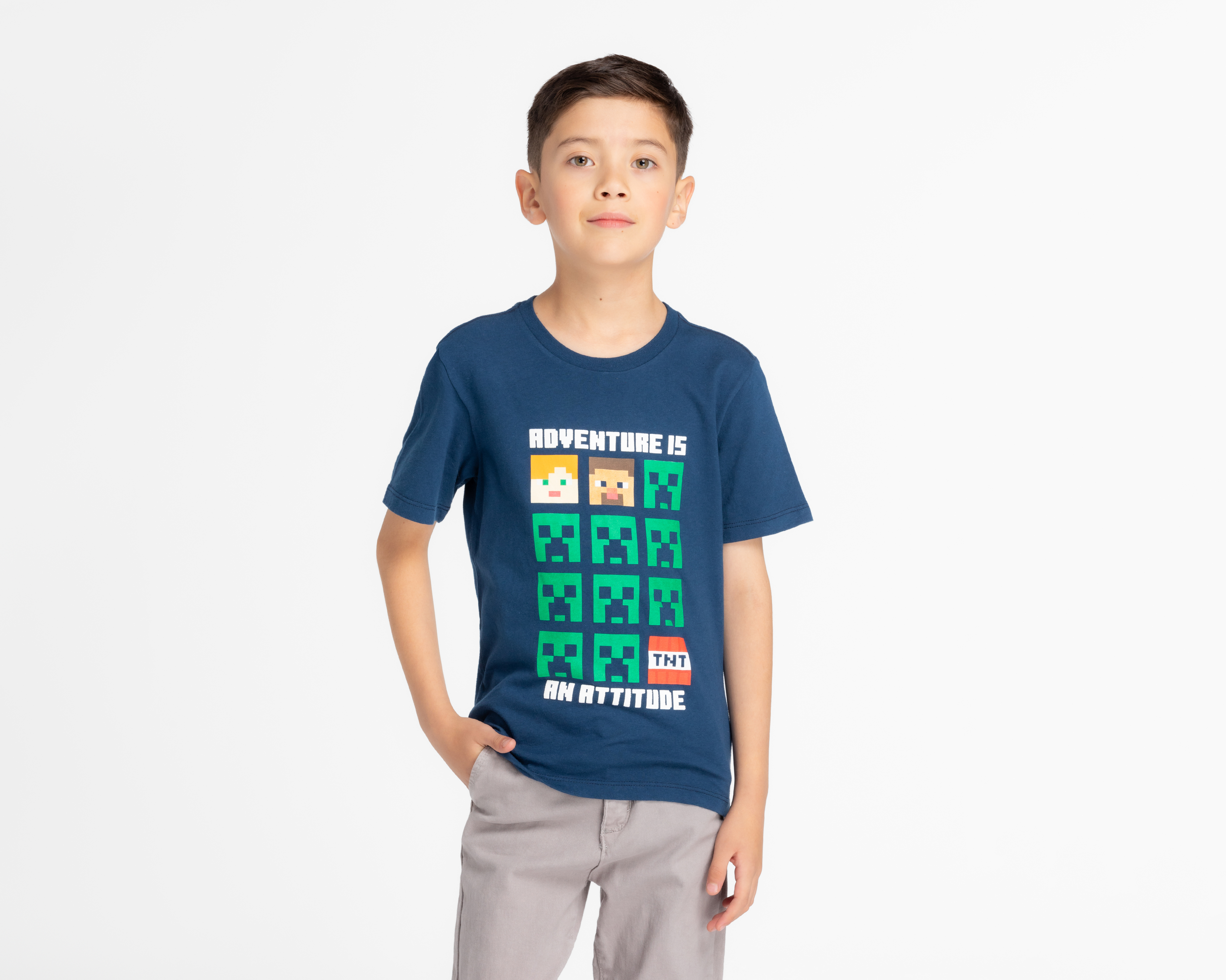 Playera Minecraft Manga Corta Estampada para Niño