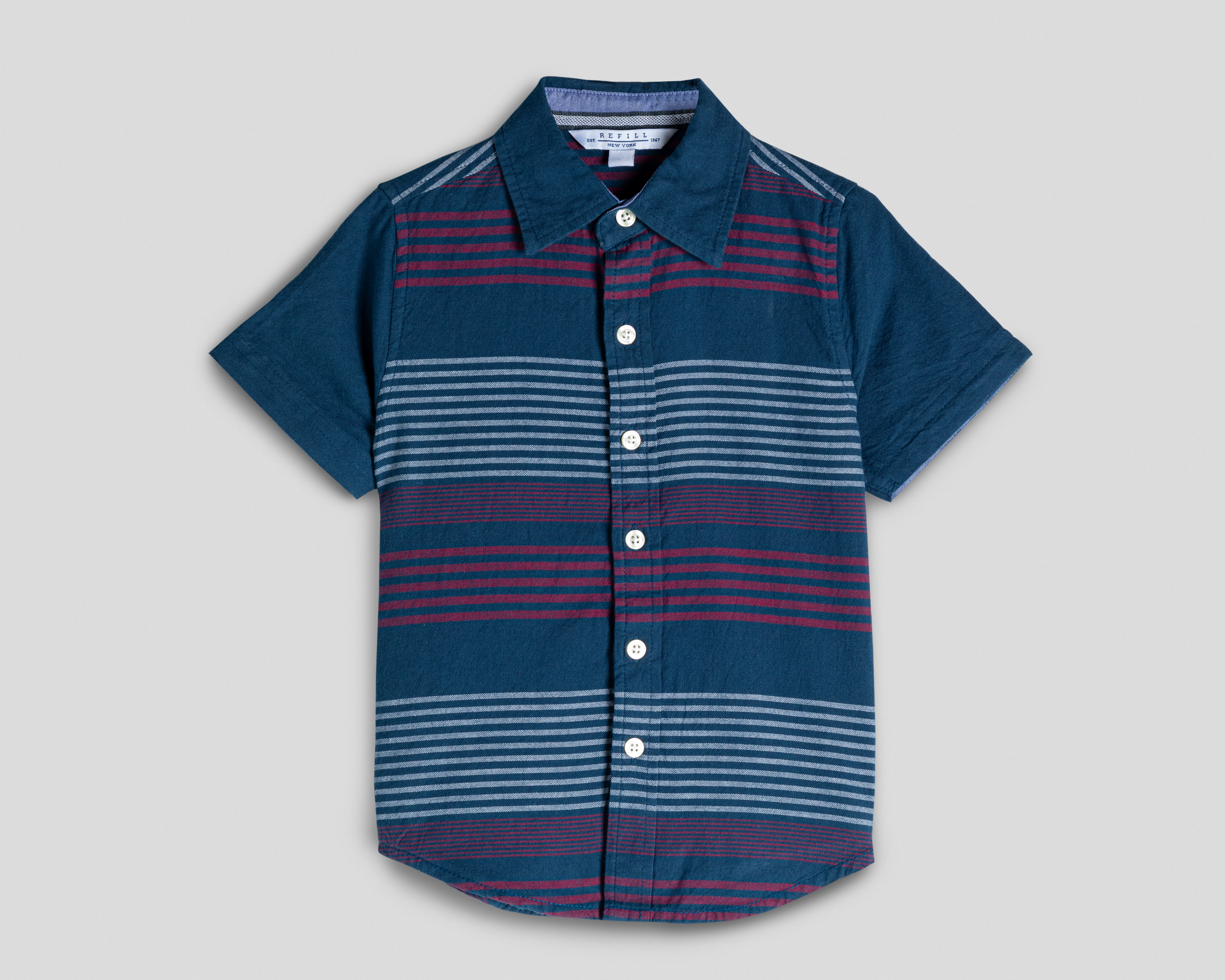 Foto 2 pulgar | Foto 1 | Camisa Refill Manga Corta a Rayas para Niño